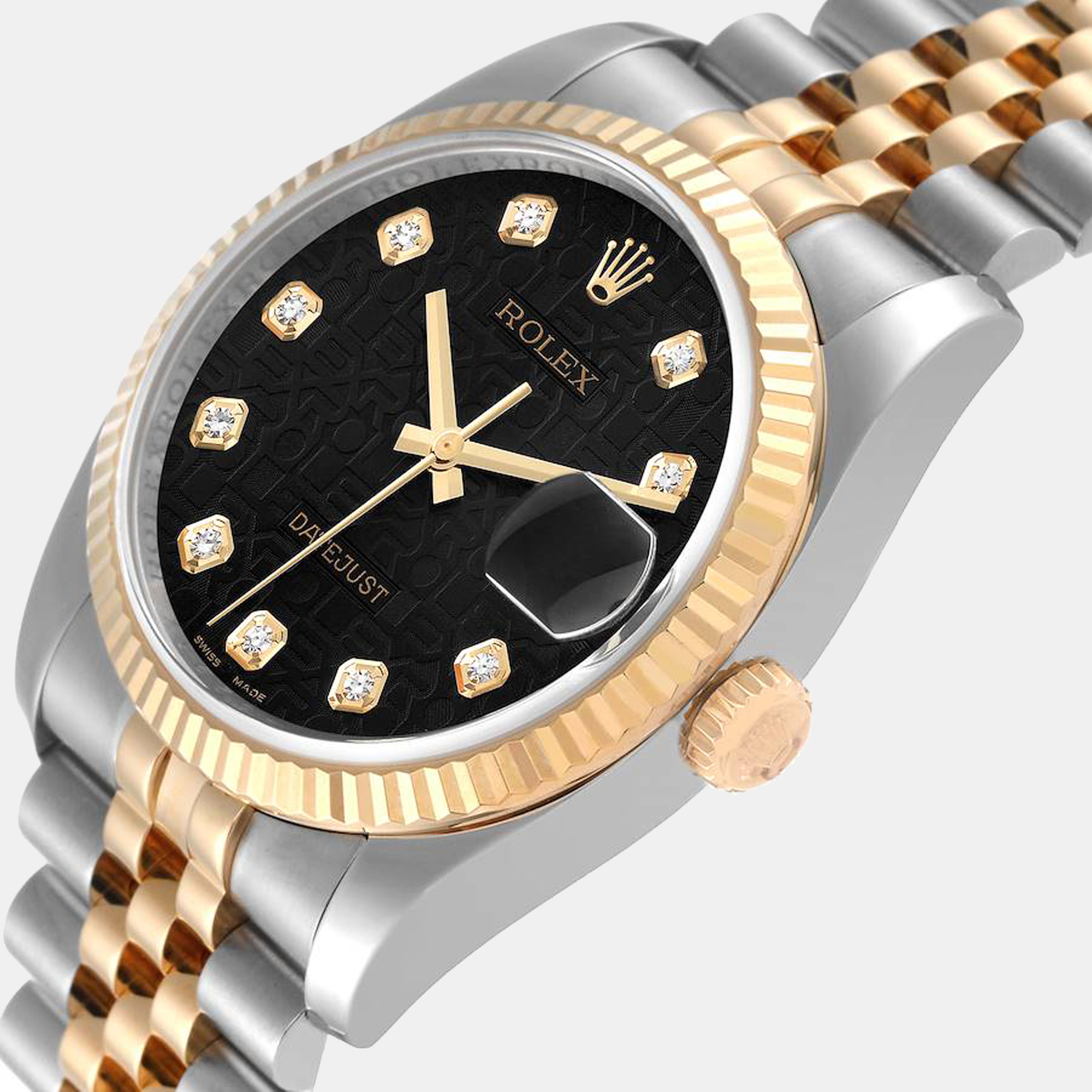 

Rolex Black Diamonds 18K Yellow Gold And Stainless Steel Datejust 116233 Men's Wristwatch 36 mm