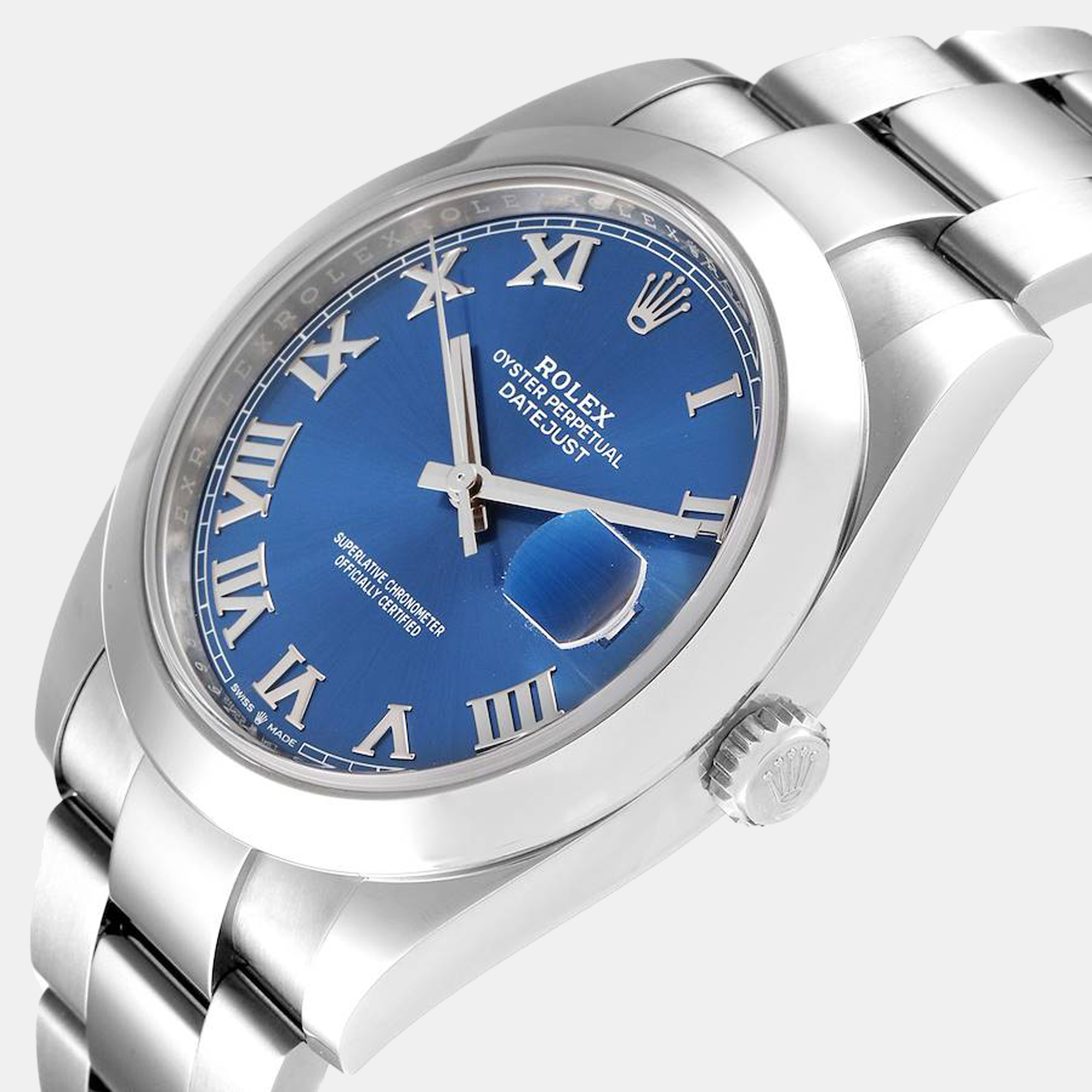 

Rolex Blue Stainless Steel Datejust 126300 Automatic Men's Wristwatch 41 mm