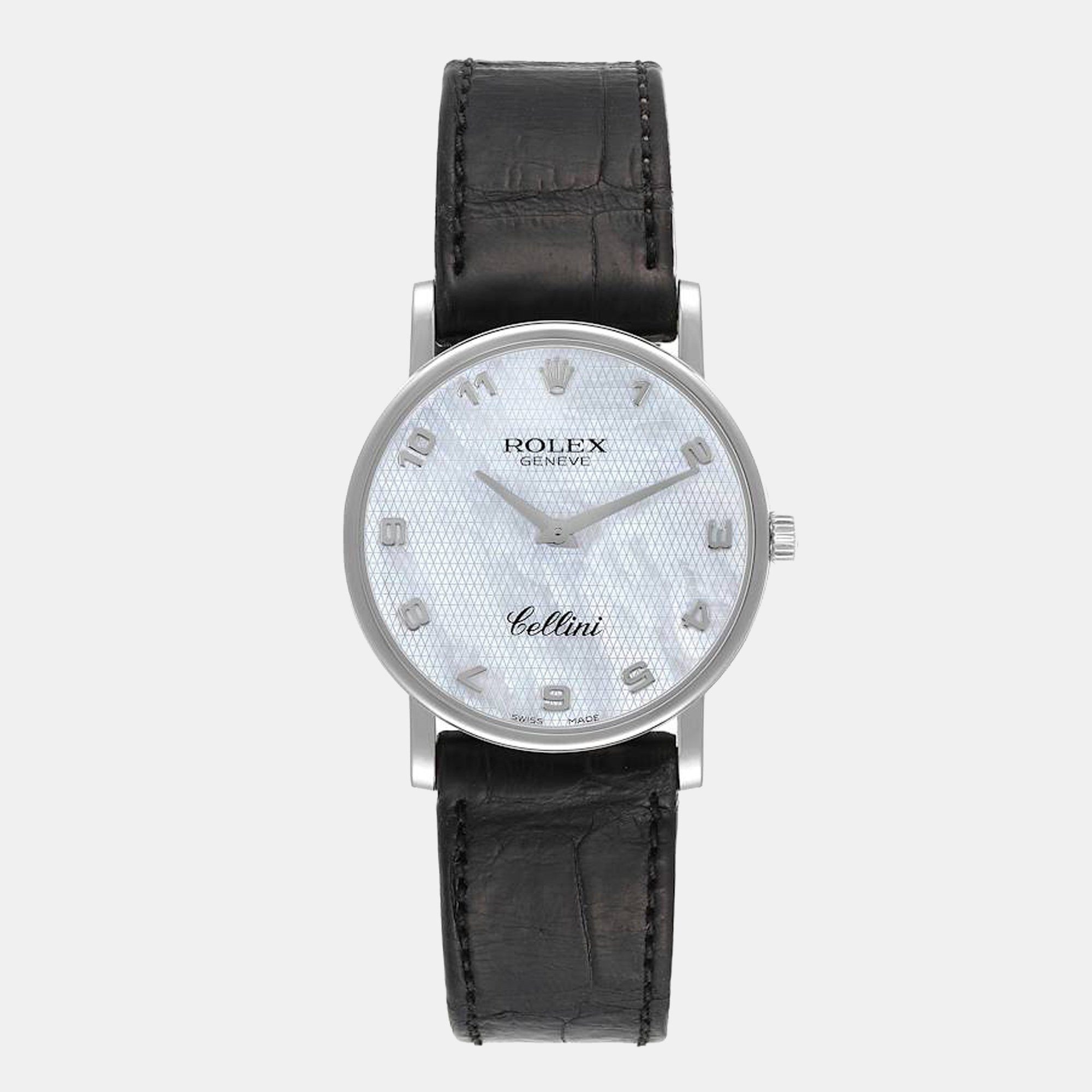 Pre-owned Rolex Mop 18k White Gold Cellini 5115 Men's Wristwatch 32 Mm