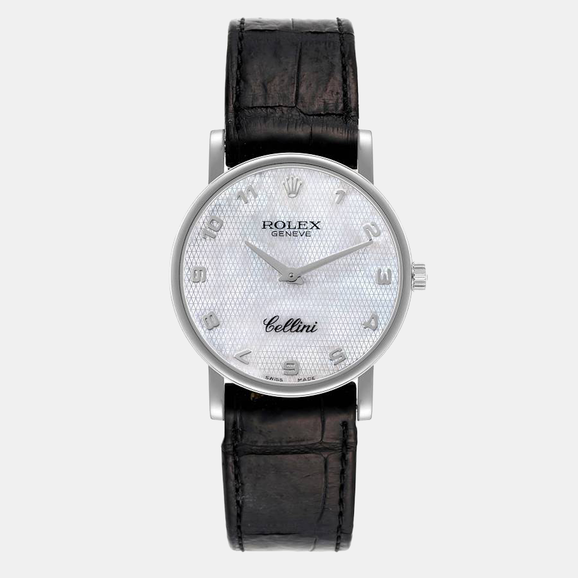 

Rolex MOP 18K White Gold Cellini 5115 Men's Wristwatch 32 mm