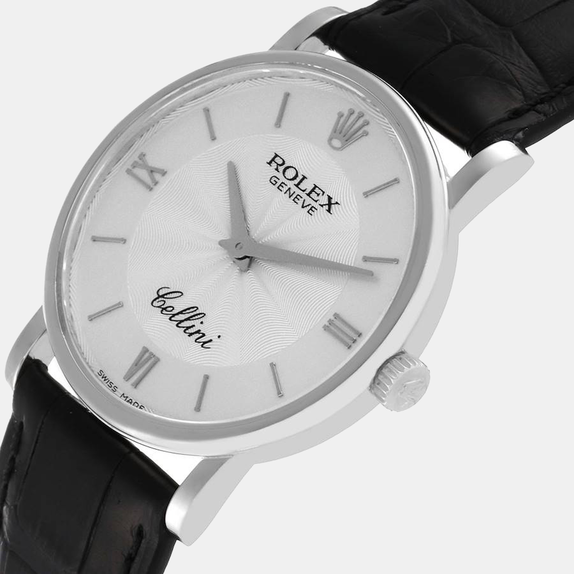 

Rolex Silver 18K White Gold Cellini 5115 Men's Wristwatch 32 mm