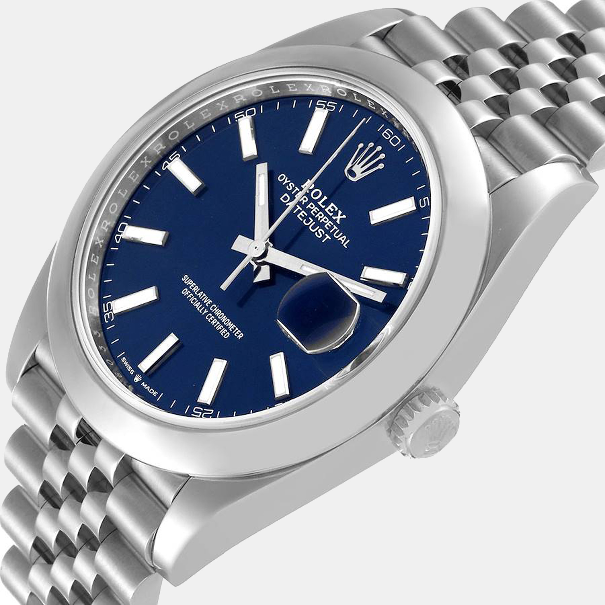 

Rolex Blue Stainless Steel Datejust 126300 Automatic Men's Wristwatch 41 mm