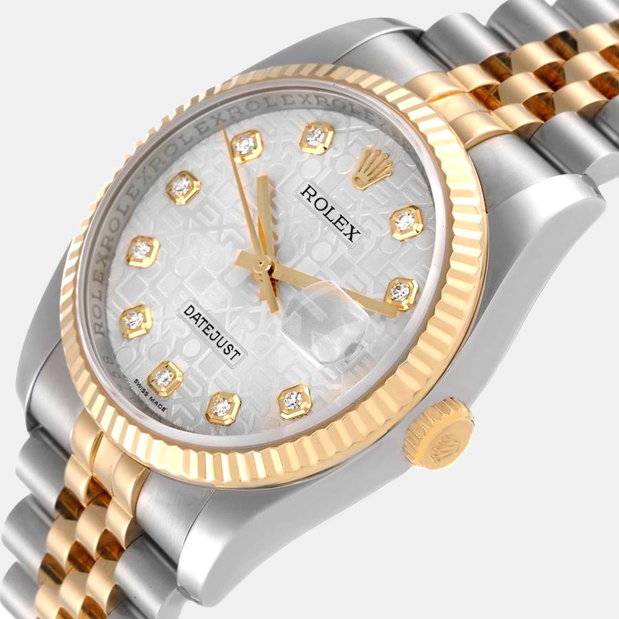 

Rolex Silver Diamonds 18K Yellow Gold And Stainless Steel Datejust 116233 Men's Wristwatch 36 mm