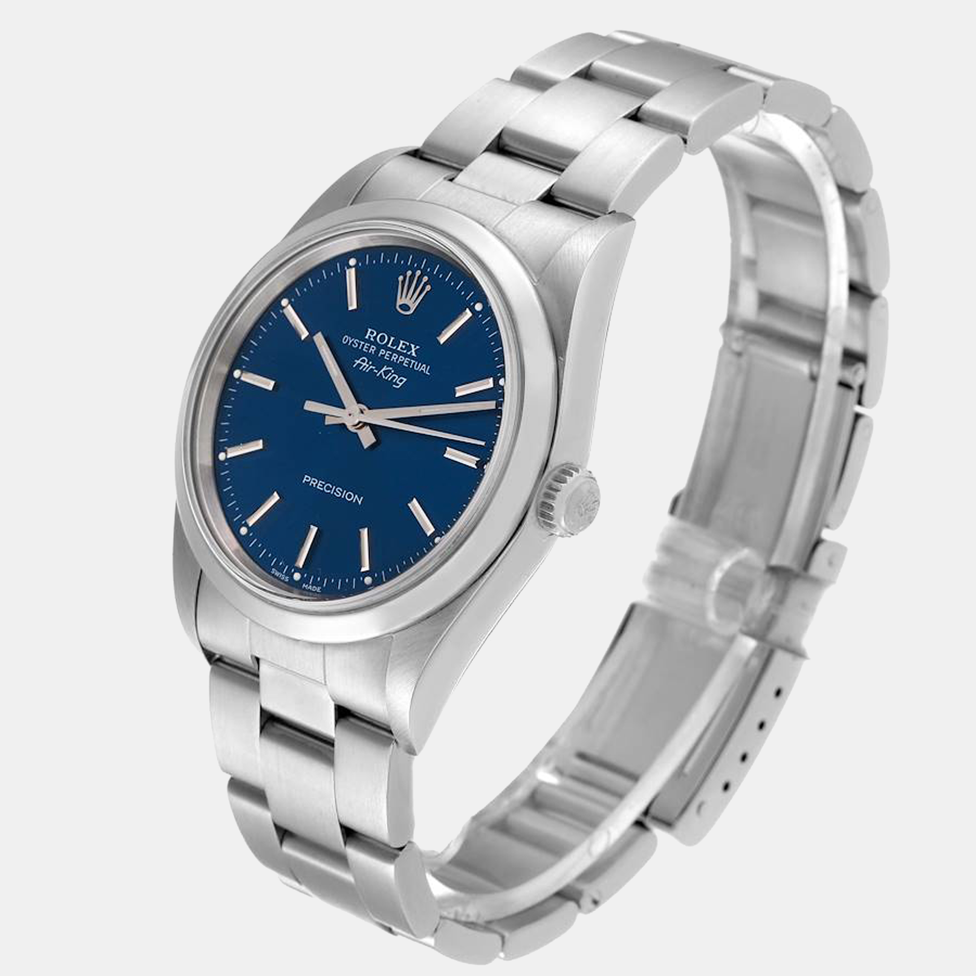 

Rolex Blue Stainless Steel Air-King 14000 Men's Wristwatch 34 mm