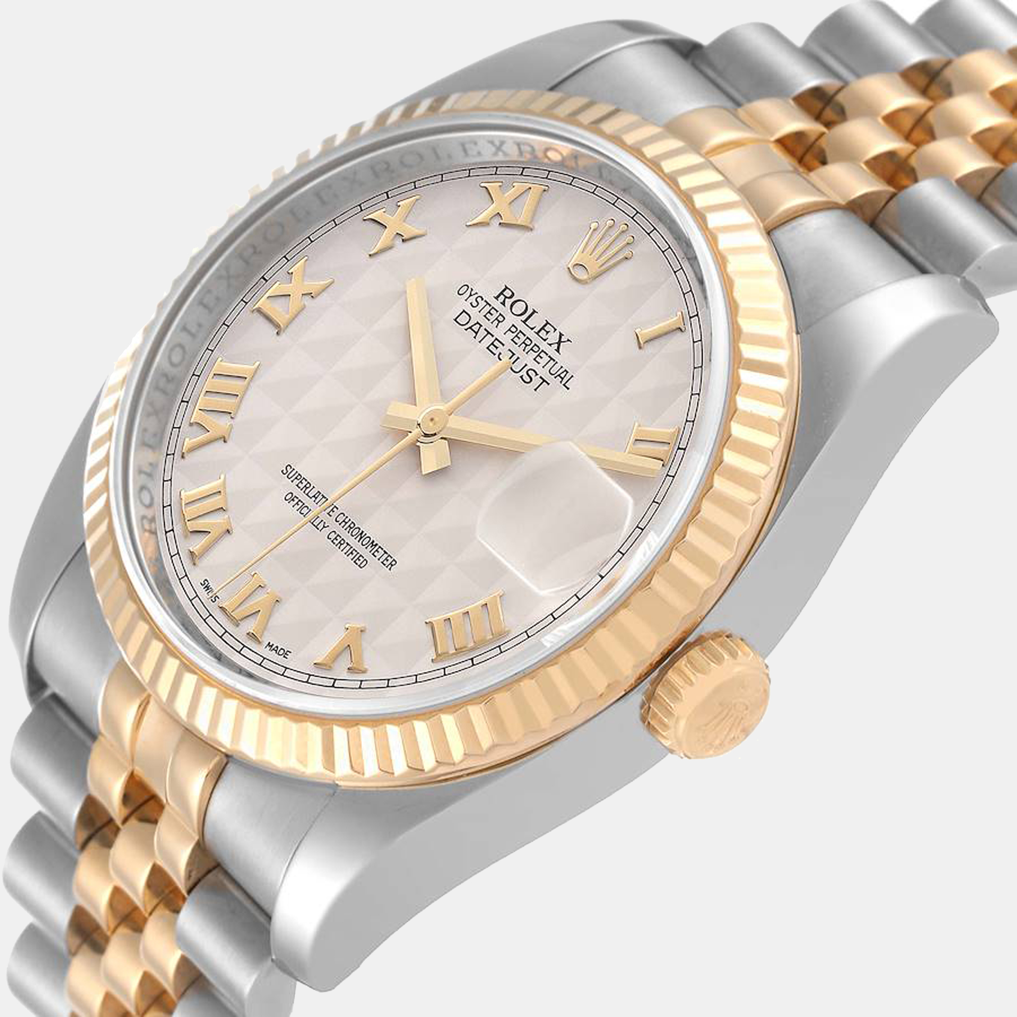 

Rolex Silver Diamonds 18K Yellow Gold And Stainless Steel Datejust 116233 Men's Wristwatch 36 mm