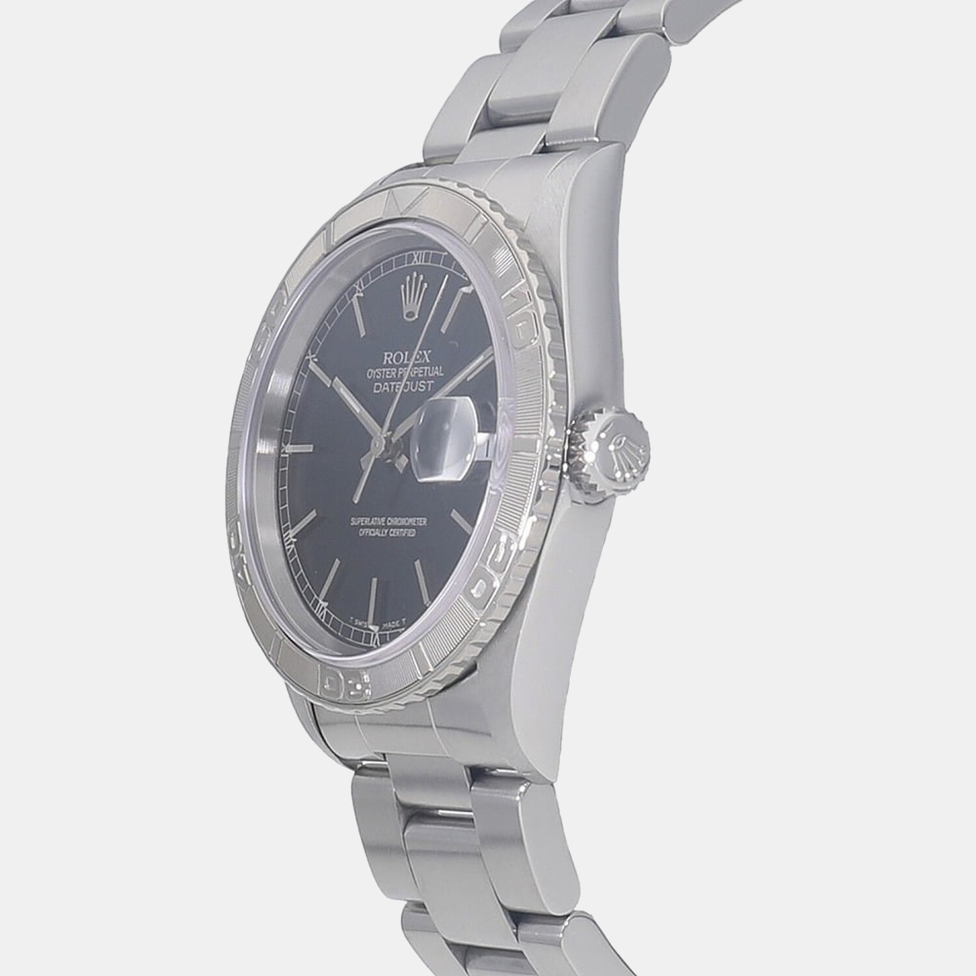 

Rolex Black Stainless Steel Datejust Thunderbird 16264 Men's Wristwatch 36 mm