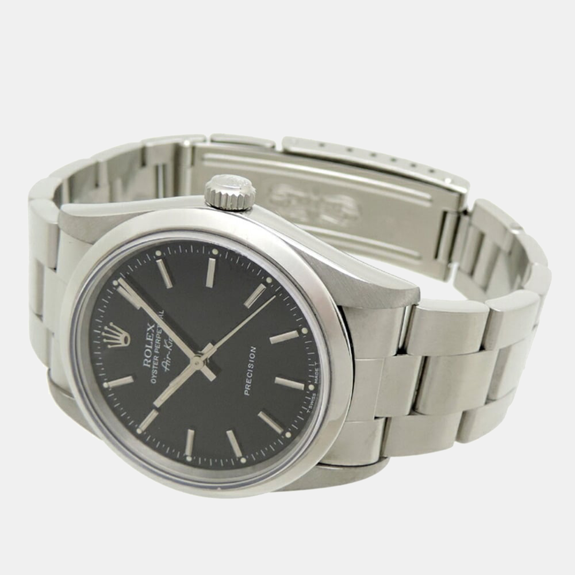 

Rolex Black Stainless Steel Air-King 14000 Men's Wristwatch 34 mm