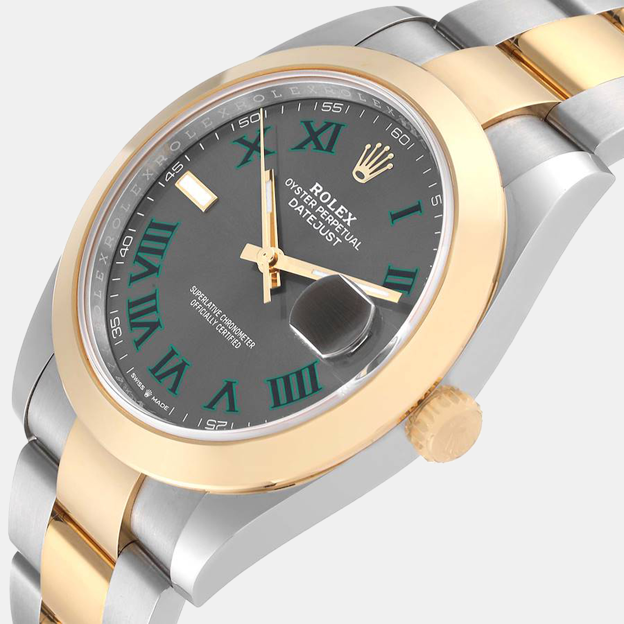 

Rolex Grey 18K Yellow Gold And Stainless Steel Datejust Wimbledon 126303 Automatic Men's Wristwatch 41 mm