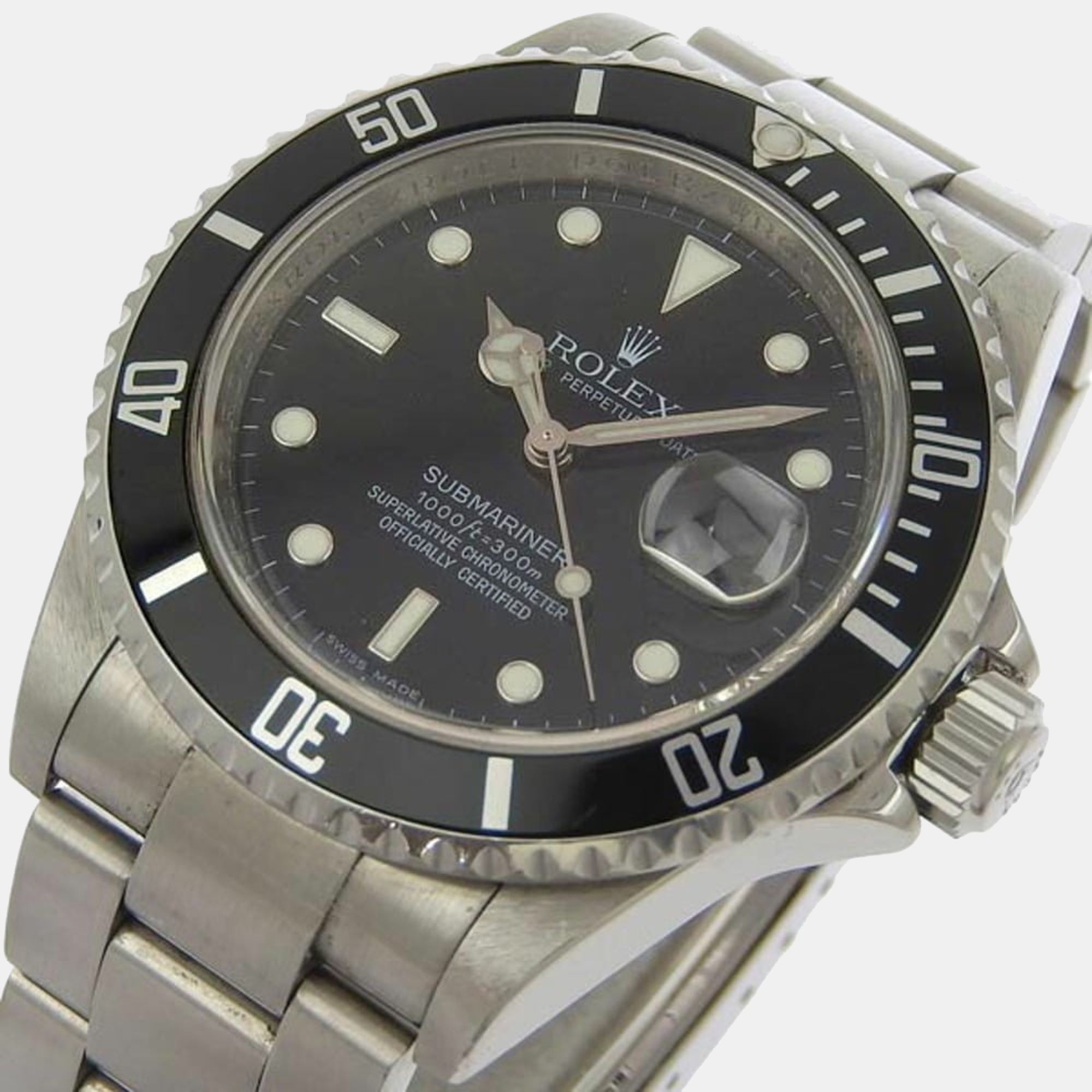 

Rolex Black Stainless Steel Submariner 16610 Automatic Men's Wristwatch 40 mm