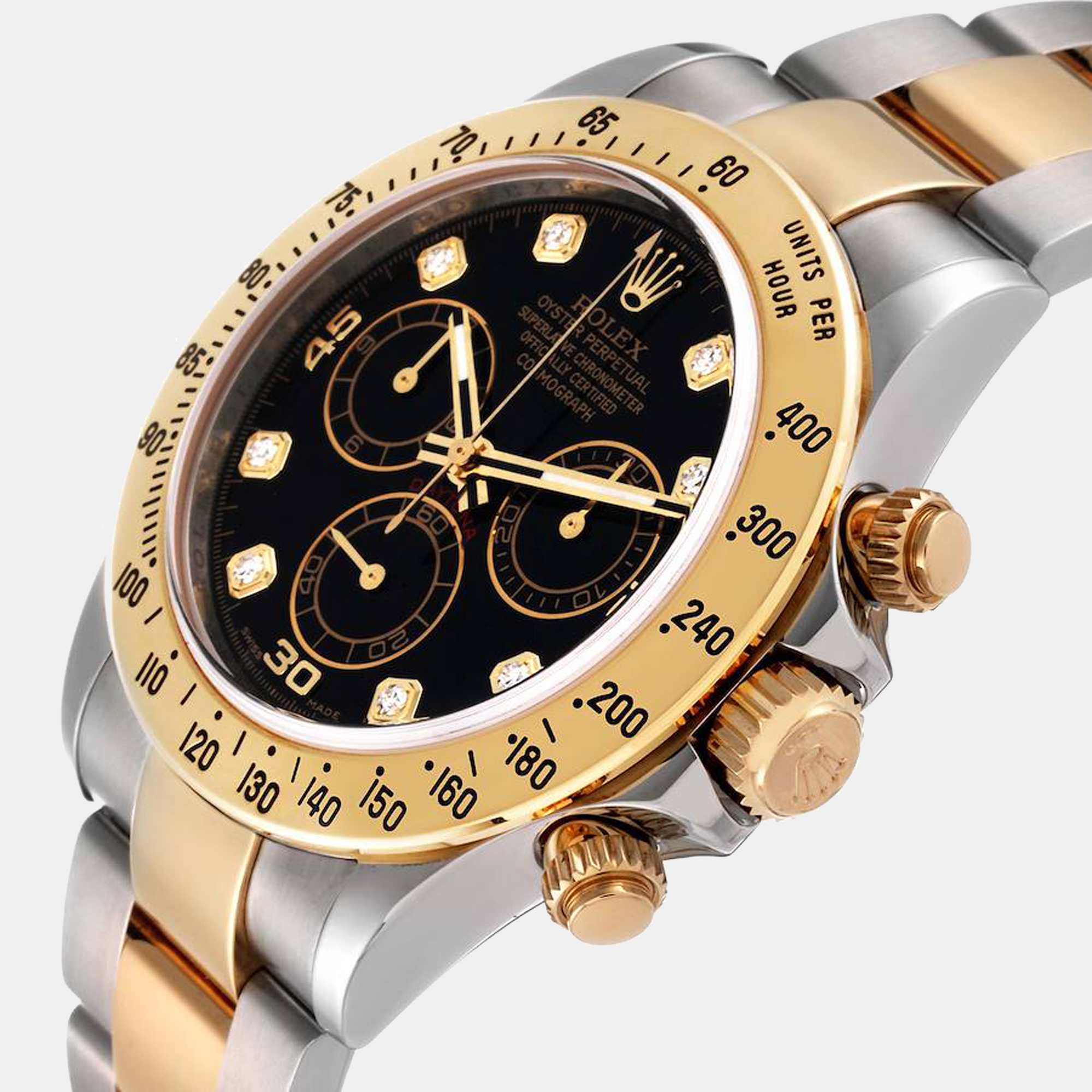 

Rolex Black Diamonds 18k Yellow Gold And Stainless Steel Cosmograph Daytona 116523 Automatic Men's Wristwatch 40 mm