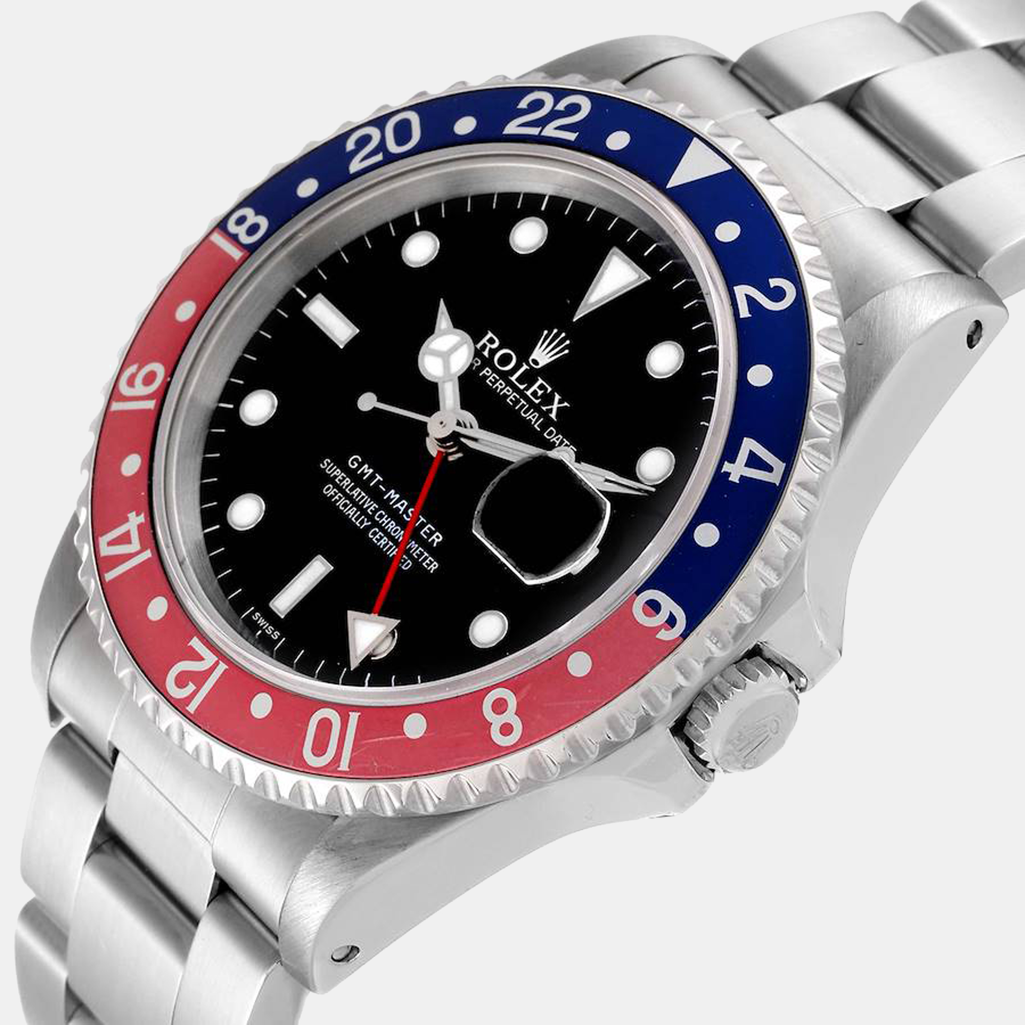 

Rolex Black Stainless Steel GMT-Master II Pepsi 16700 Automatic Men's Wristwatch 40 mm