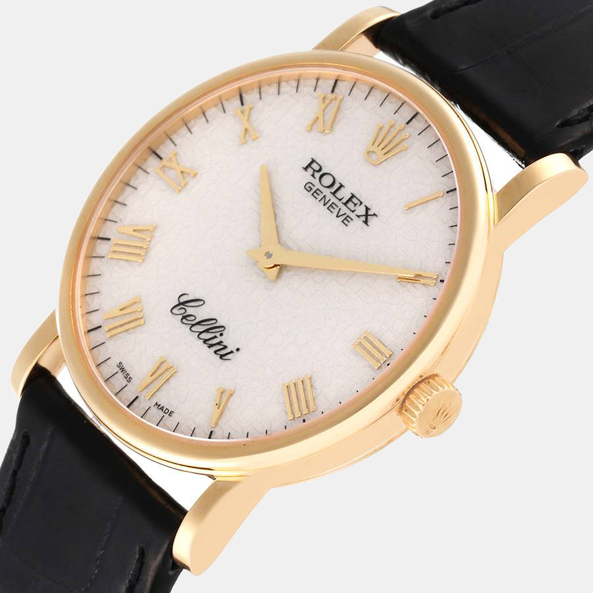 

Rolex Silver 18K Yellow Gold Cellini 5115 Men's Wristwatch 32 mm