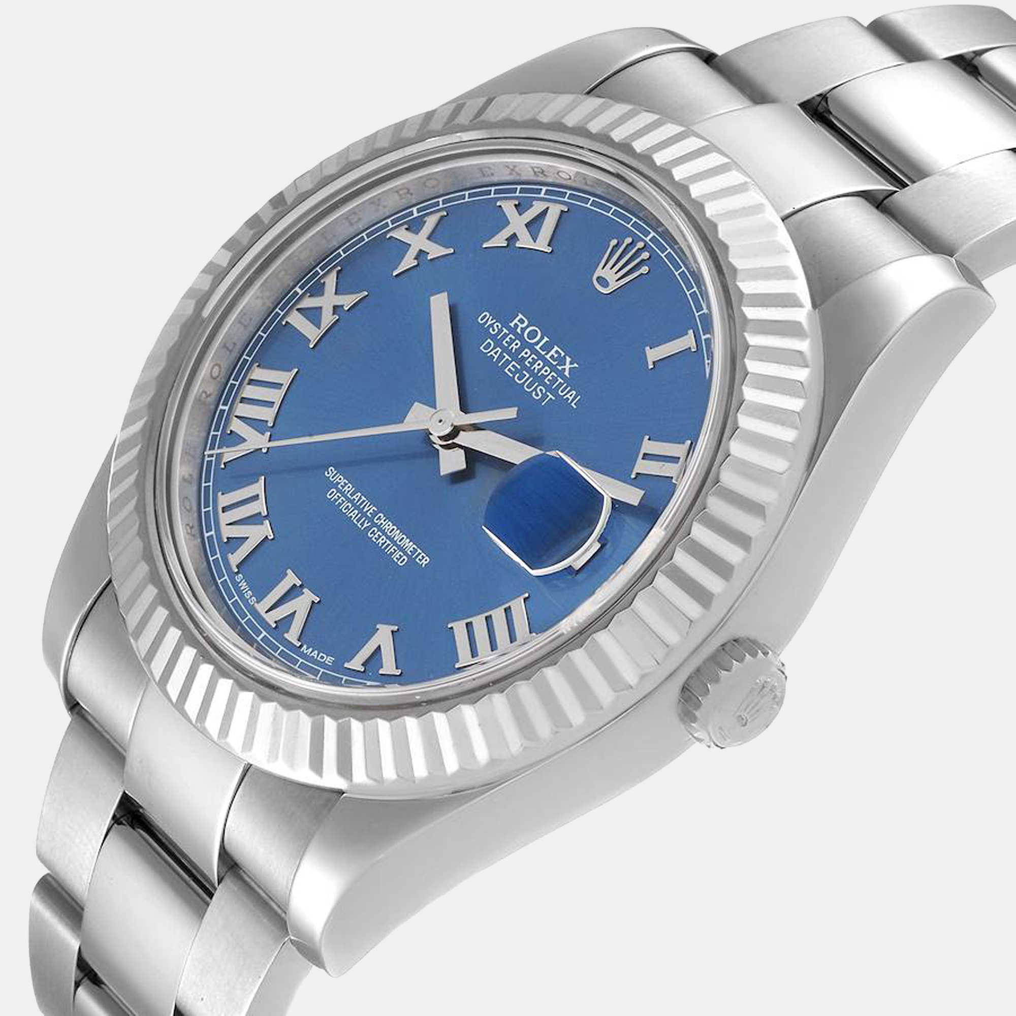 

Rolex Blue 18K White Gold And Stainless Steel Datejust II 116334 Automatic Men's Wristwatch 41 mm