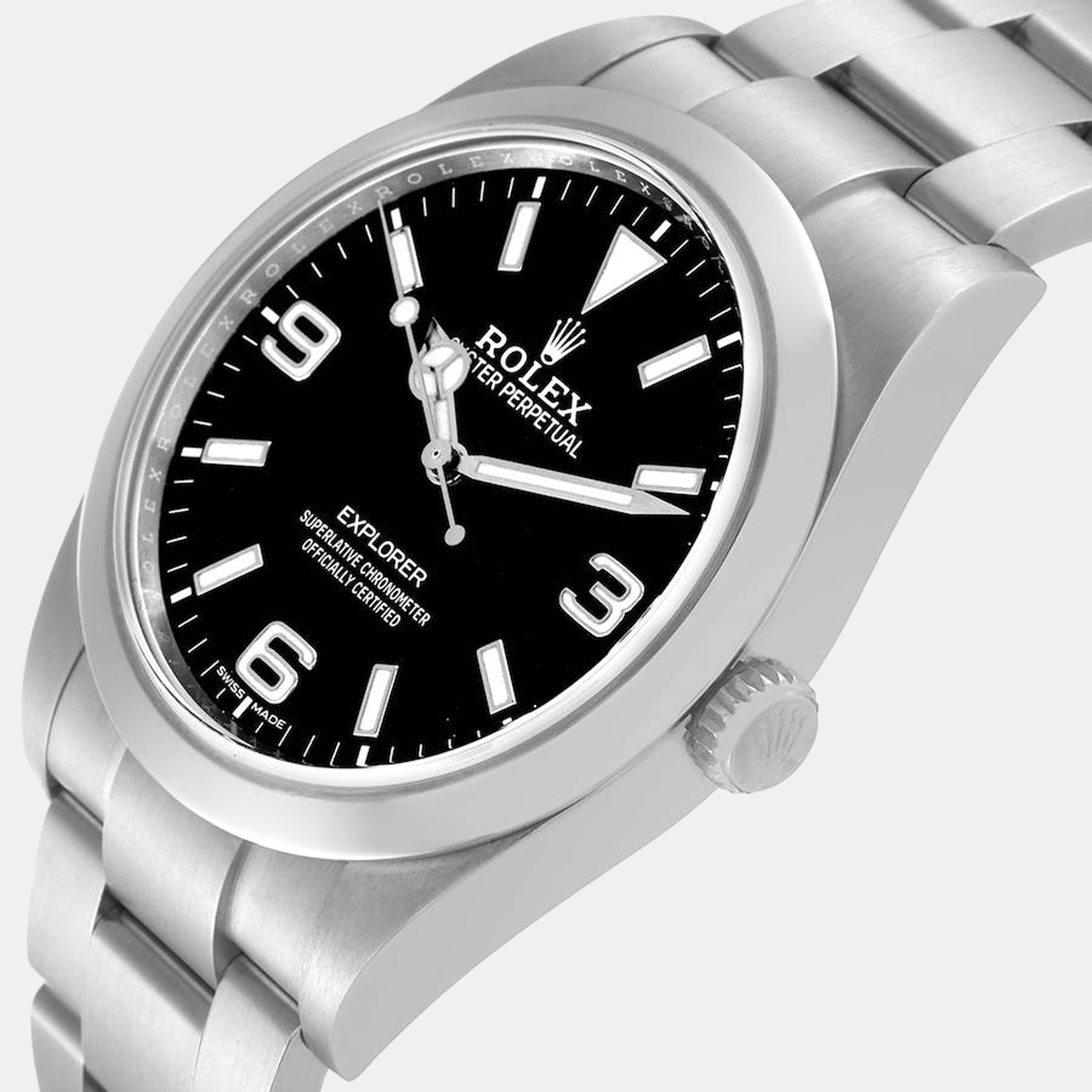 

Rolex Black Stainless Steel Explorer 214270 Men's Wristwatch 39 mm