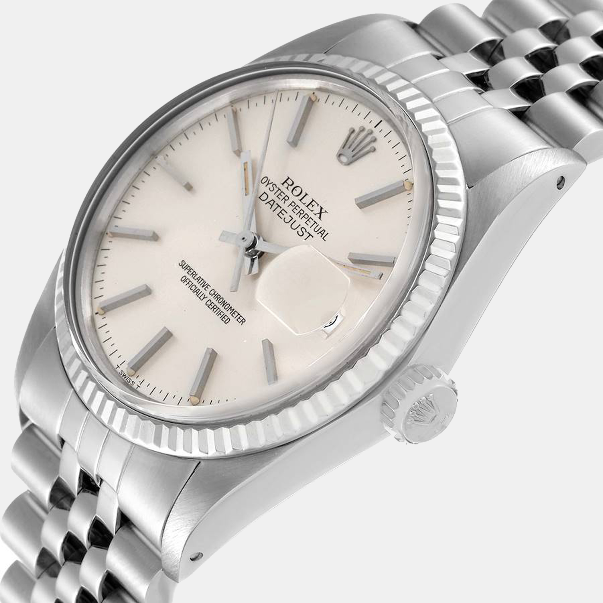 

Rolex Silver Stainless Steel Datejust Vintage 16014 Men's Wristwatch 36 mm