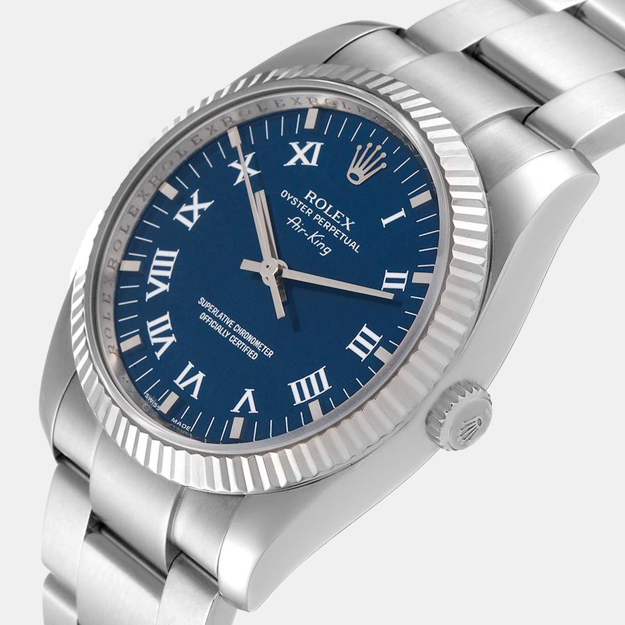 

Rolex Blue Stainless Steel Air-King 114234 Men's Wristwatch 34 mm