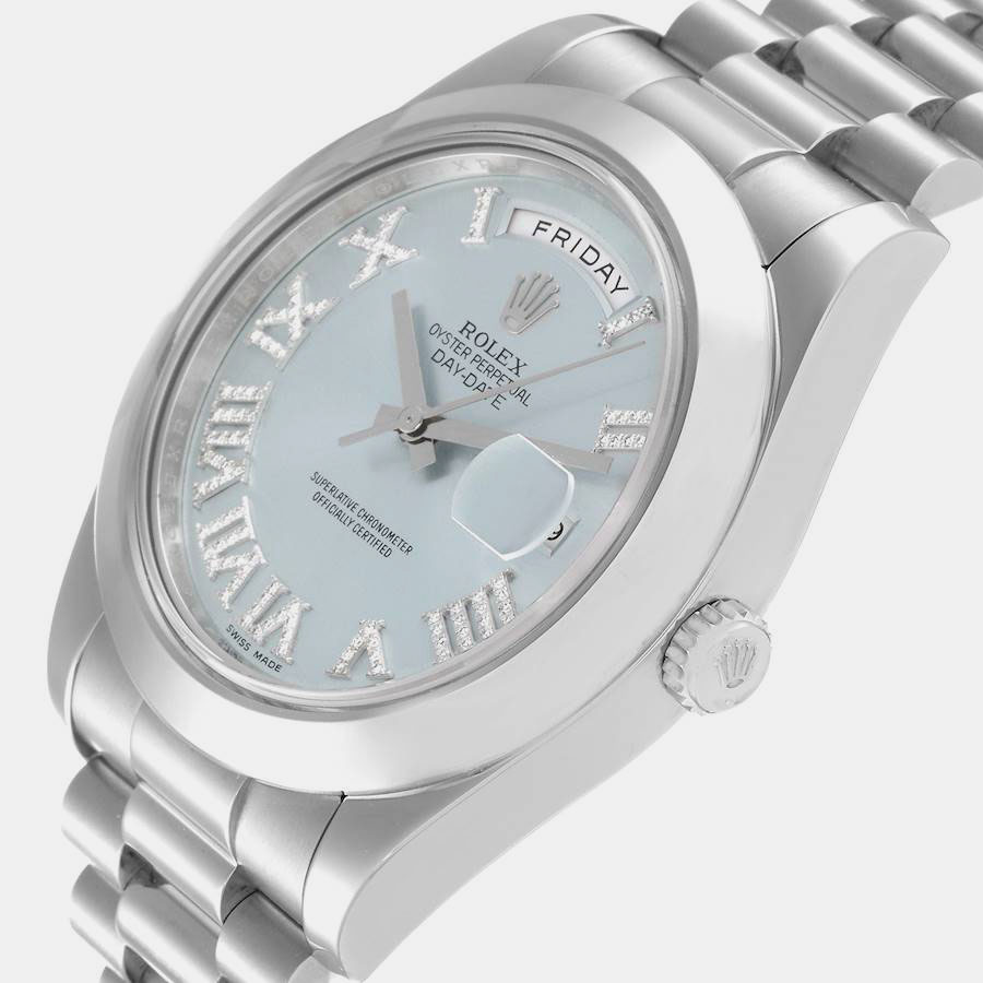 

Rolex Blue Diamonds Platinum Day Date President 218206 Automatic Men's Wristwatch 41 mm