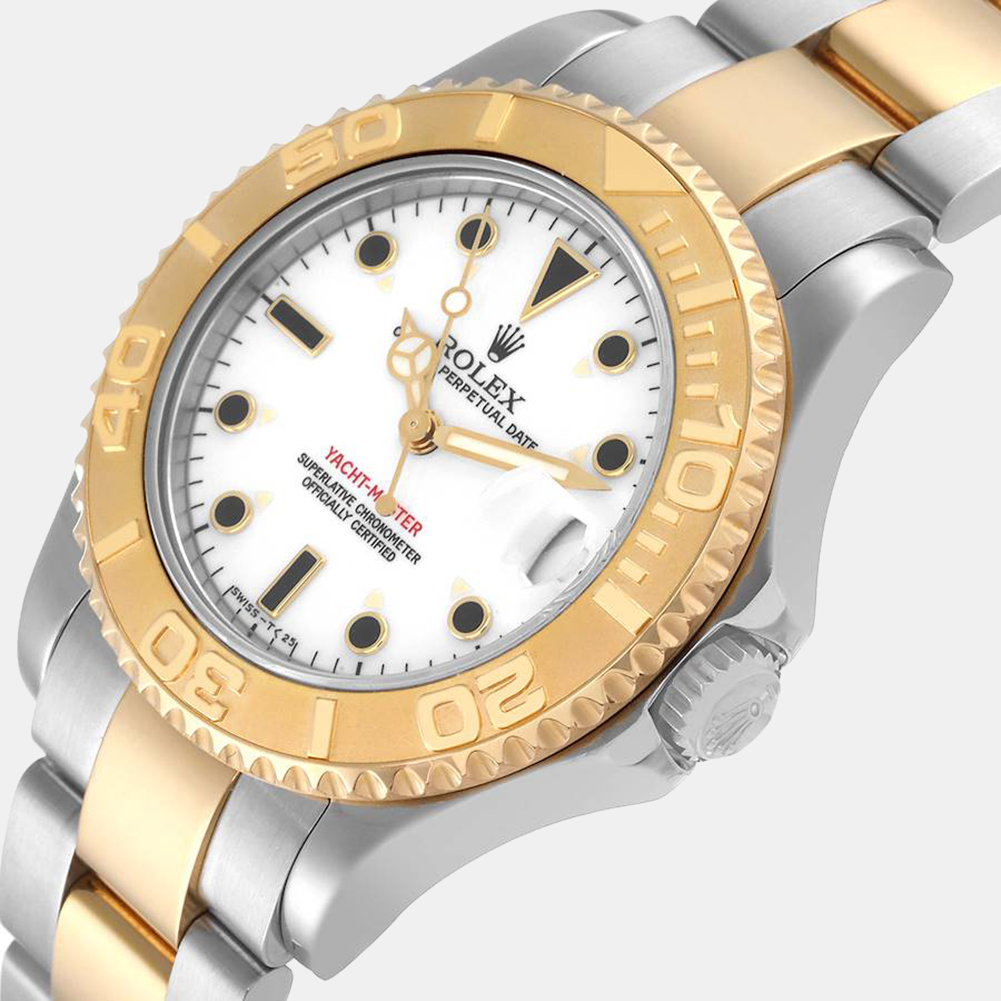 

Rolex White 18k Yellow Gold And Stainless Steel Yacht-Master 68623 Men's Wristwatch 35 mm