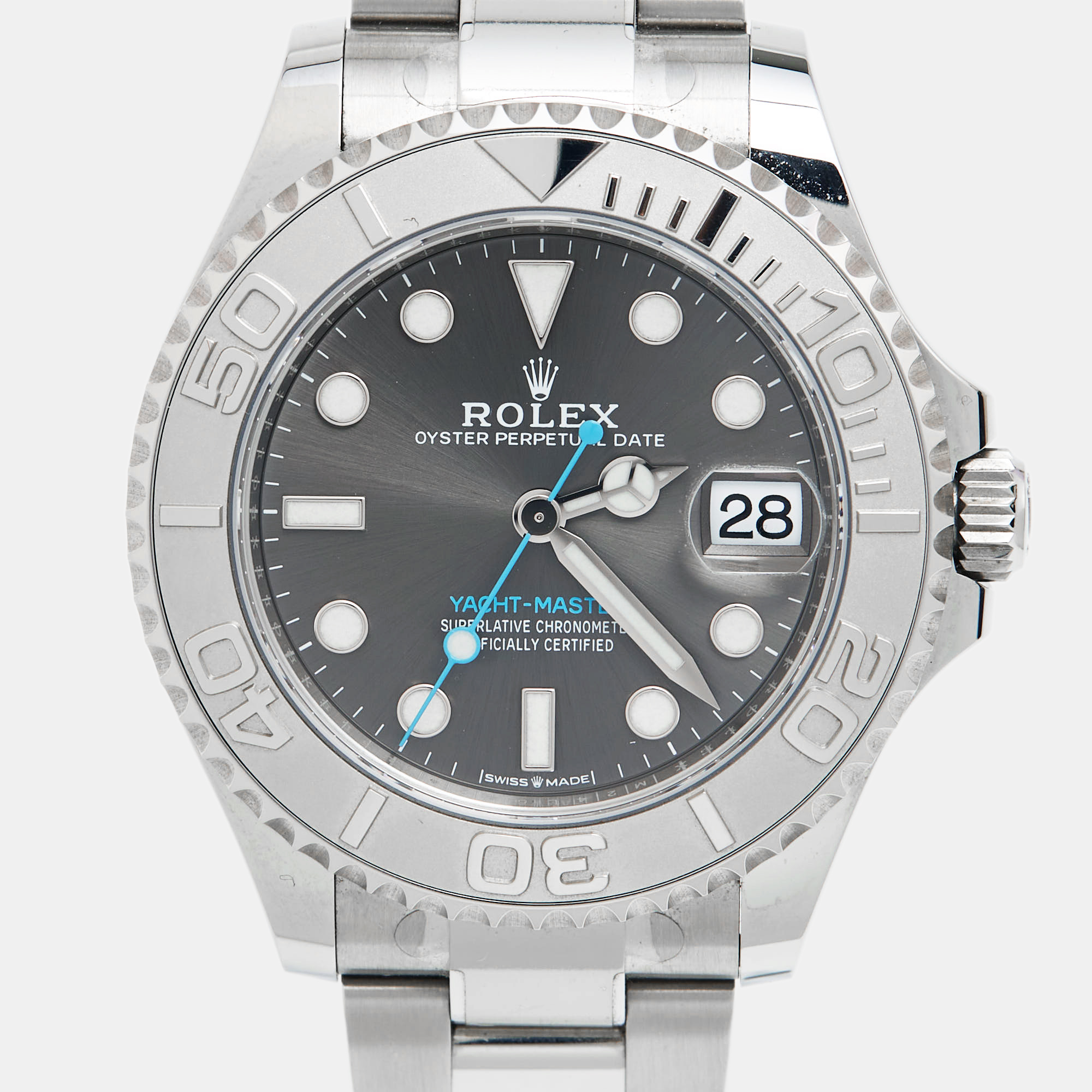 

Rolex Slate Platinum Oystersteel Yacht-Master M268622-0002 Men's Wristwatch, Silver