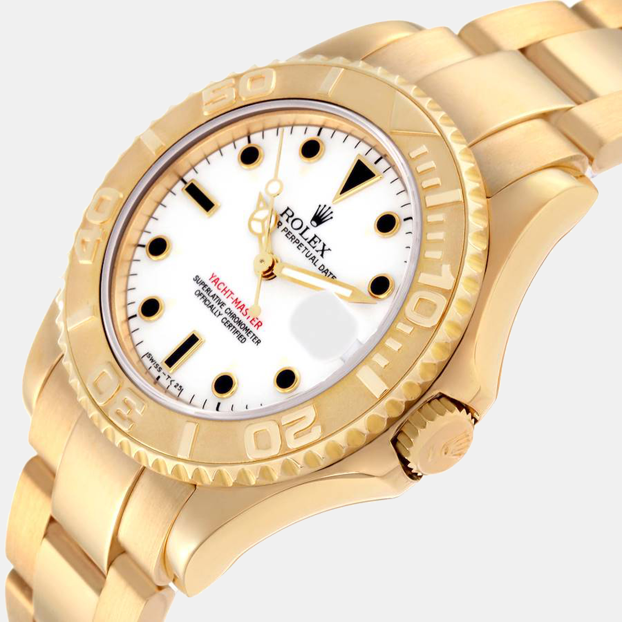 

Rolex White 18K Yellow Gold Yacht-Master 68628 Men's Wristwatch 35 mm