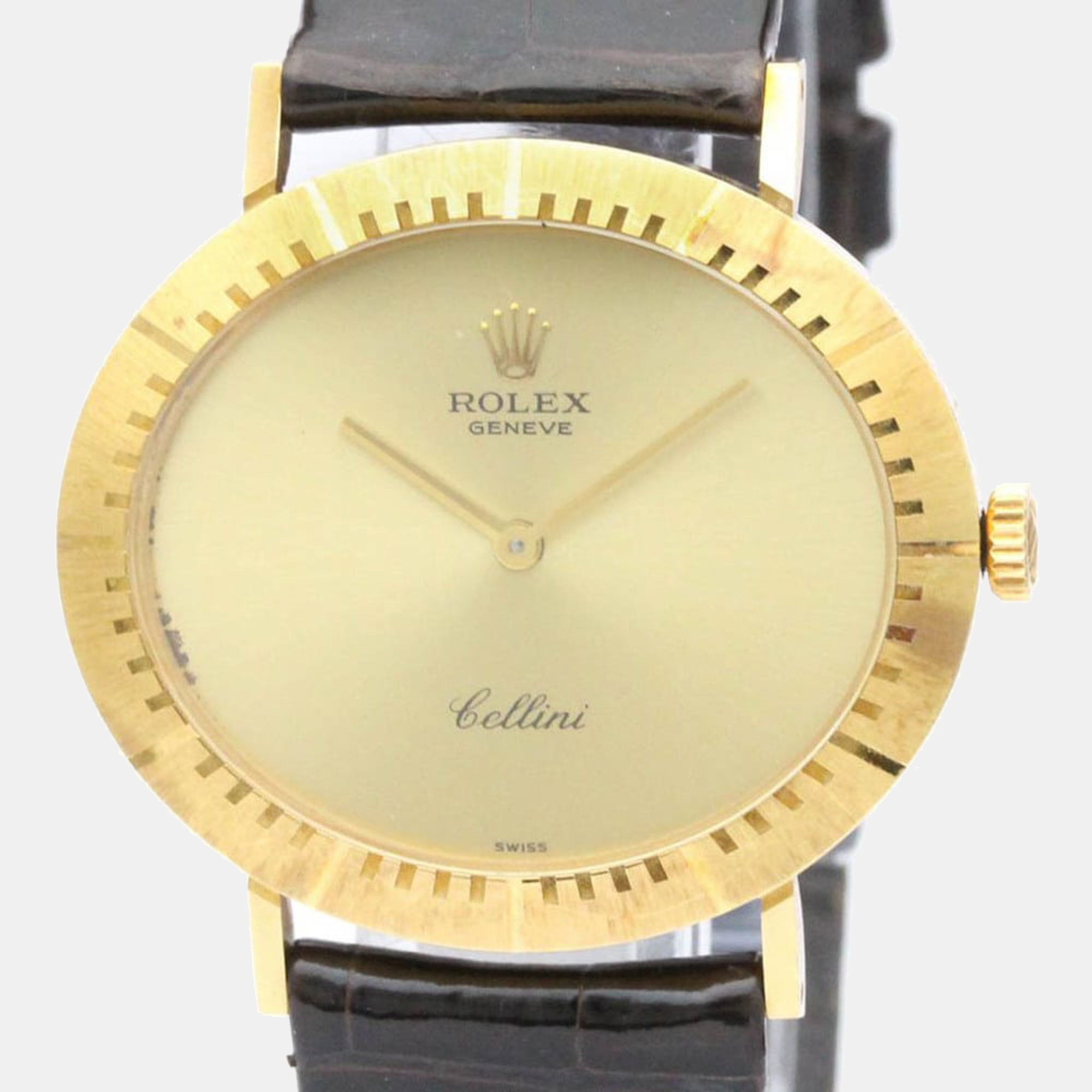 Rolex Champagne 18k Yellow Gold Cellini 4083 Men's Wristwatch 32 mm ...