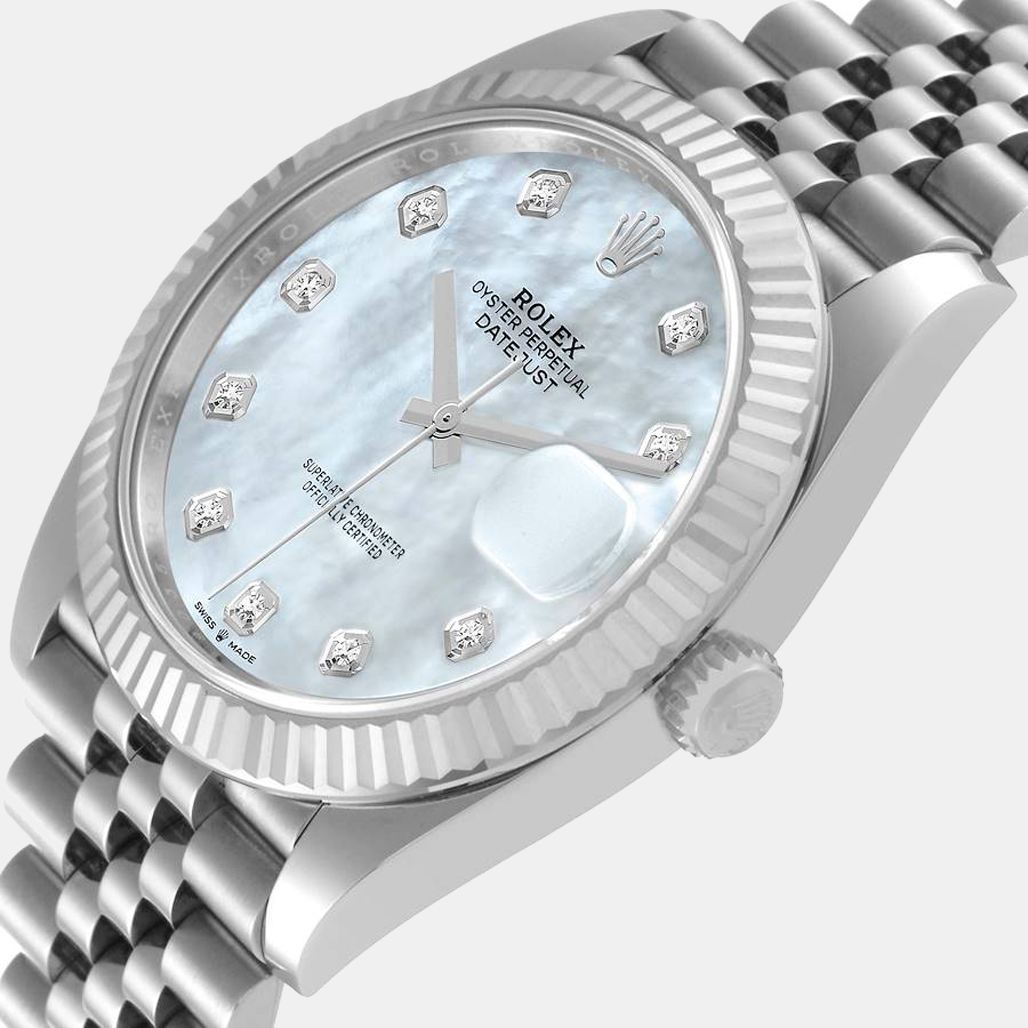 

Rolex MOP Diamonds 18k White Gold And Stainless Steel Datejust 126334 Men's Wristwatch 41 mm