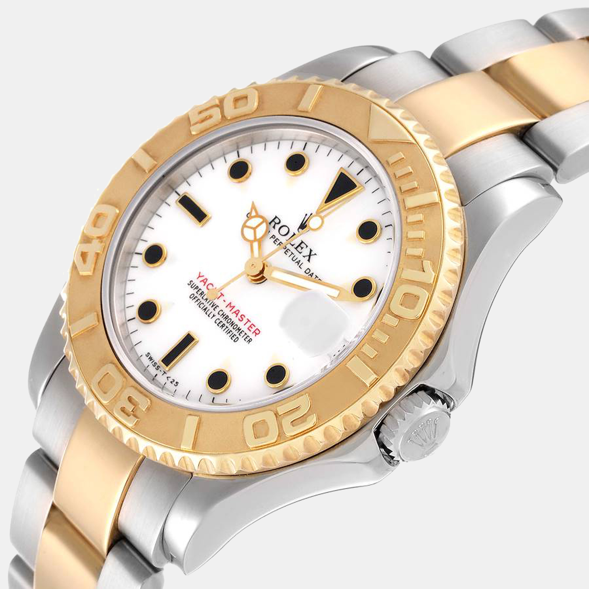 

Rolex White 8K Yellow Gold And Stainless Steel Yacht-Master 68623 Men's Wristwatch 35 mm