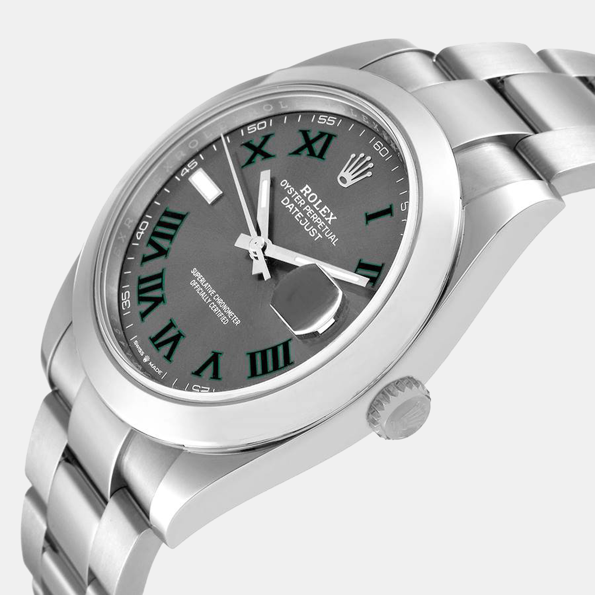

Rolex Grey Stainless Steel Datejust Wimbledon 126300 Automatic Men's Wristwatch 41 mm