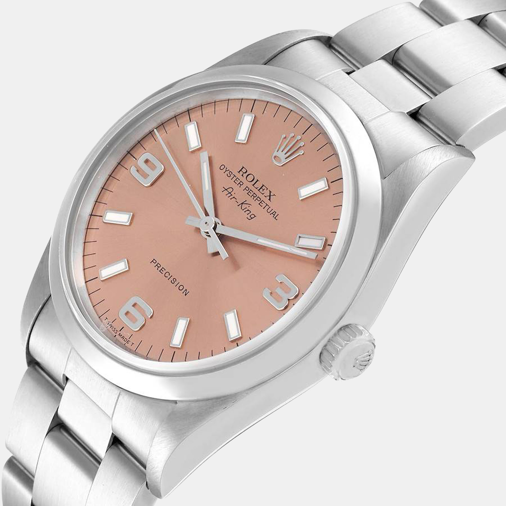 

Rolex Pink Stainless Steel Air-King 14000 Men's Wristwatch 34 mm
