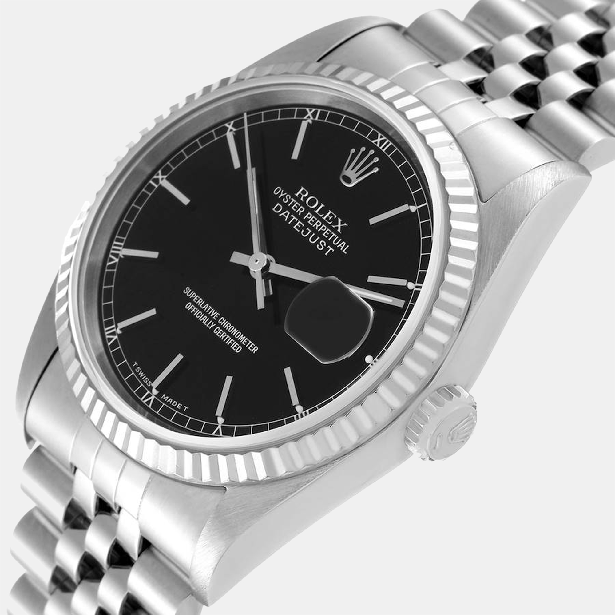 

Rolex Black Stainless Steel Datejust 16234 Men's Wristwatch 36 mm