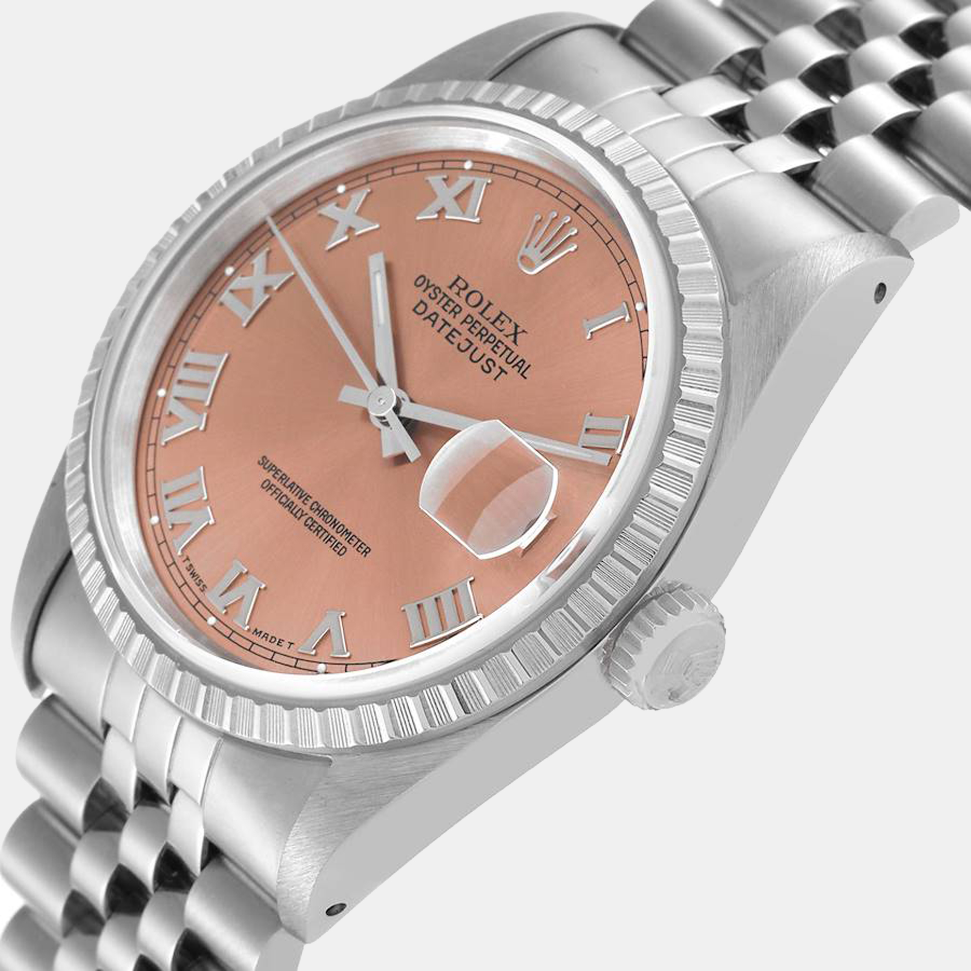 

Rolex Pink Stainless Steel Datejust 16220 Men's Wristwatch 36 mm