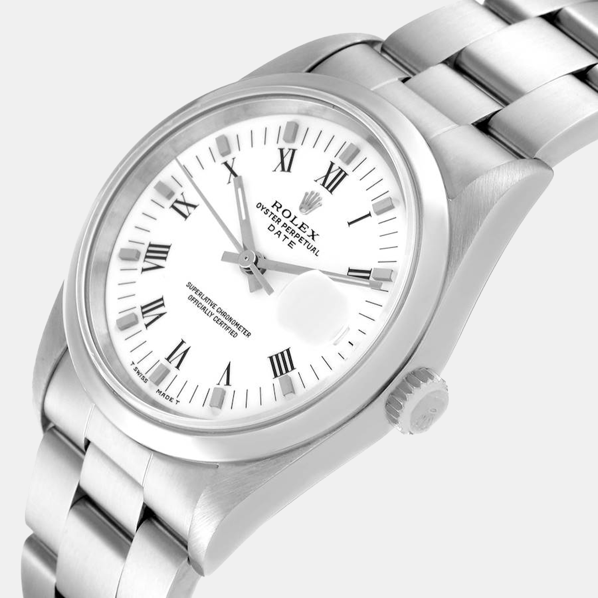 

Rolex White Stainless Steel Oyster Perpetual Date 15200 Men's Wristwatch 34 mm