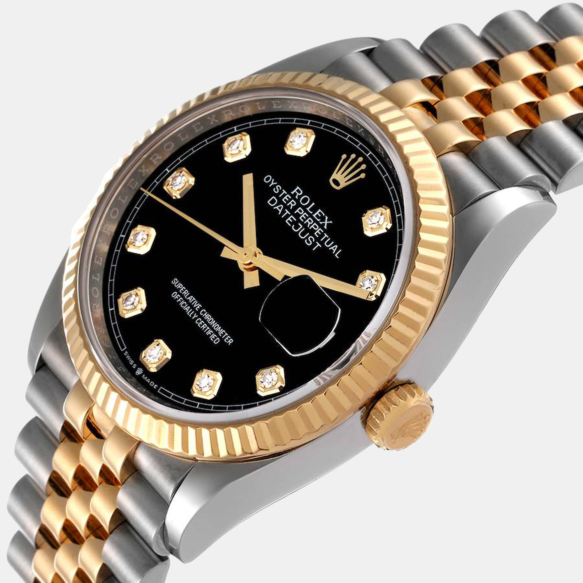 

Rolex Black Diamonds 18k Yellow Gold And Stainless Steel Datejust 126233 Men's Wristwatch 36 mm