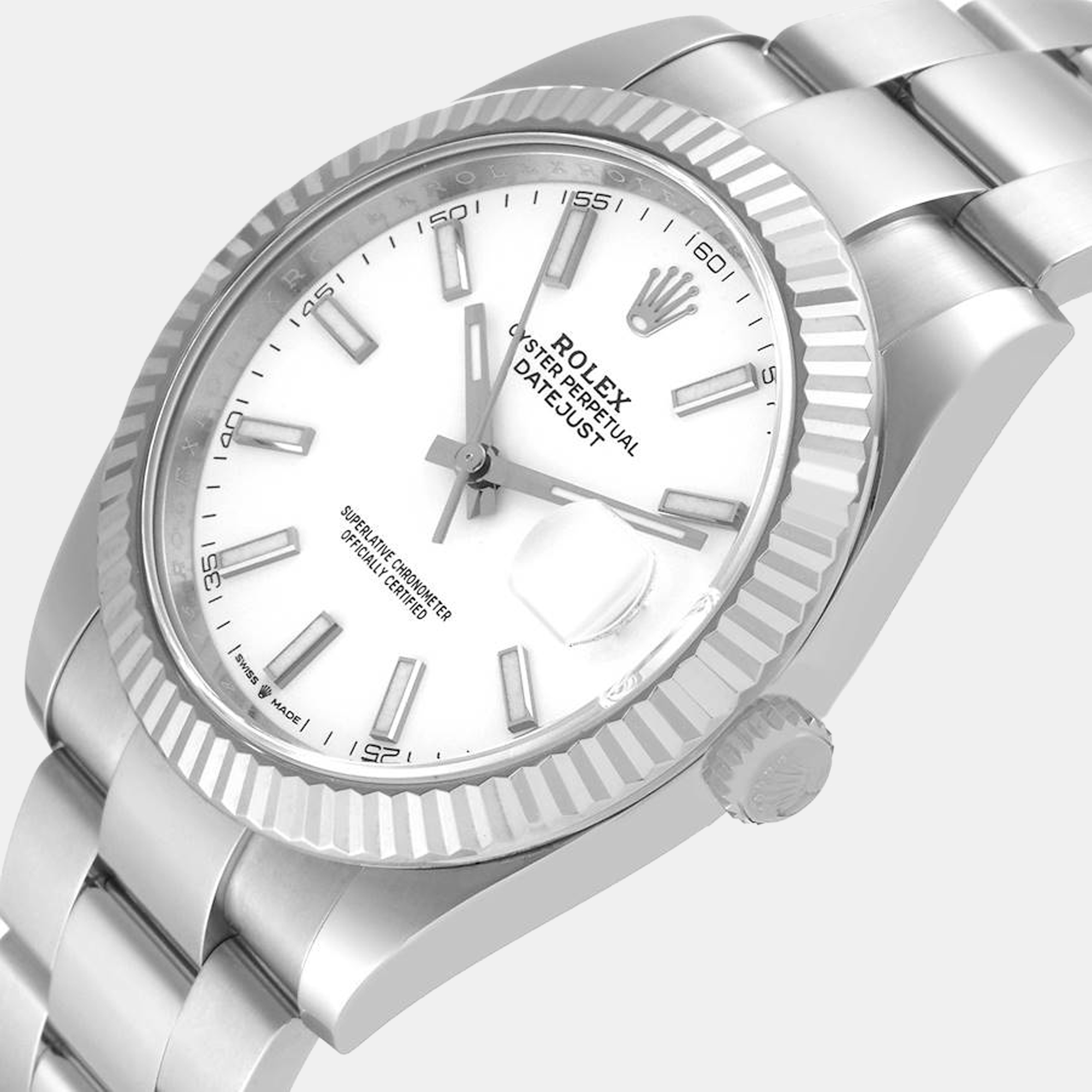 

Rolex White Stainless Steel Datejust 126334 Men's Wristwatch 41 mm