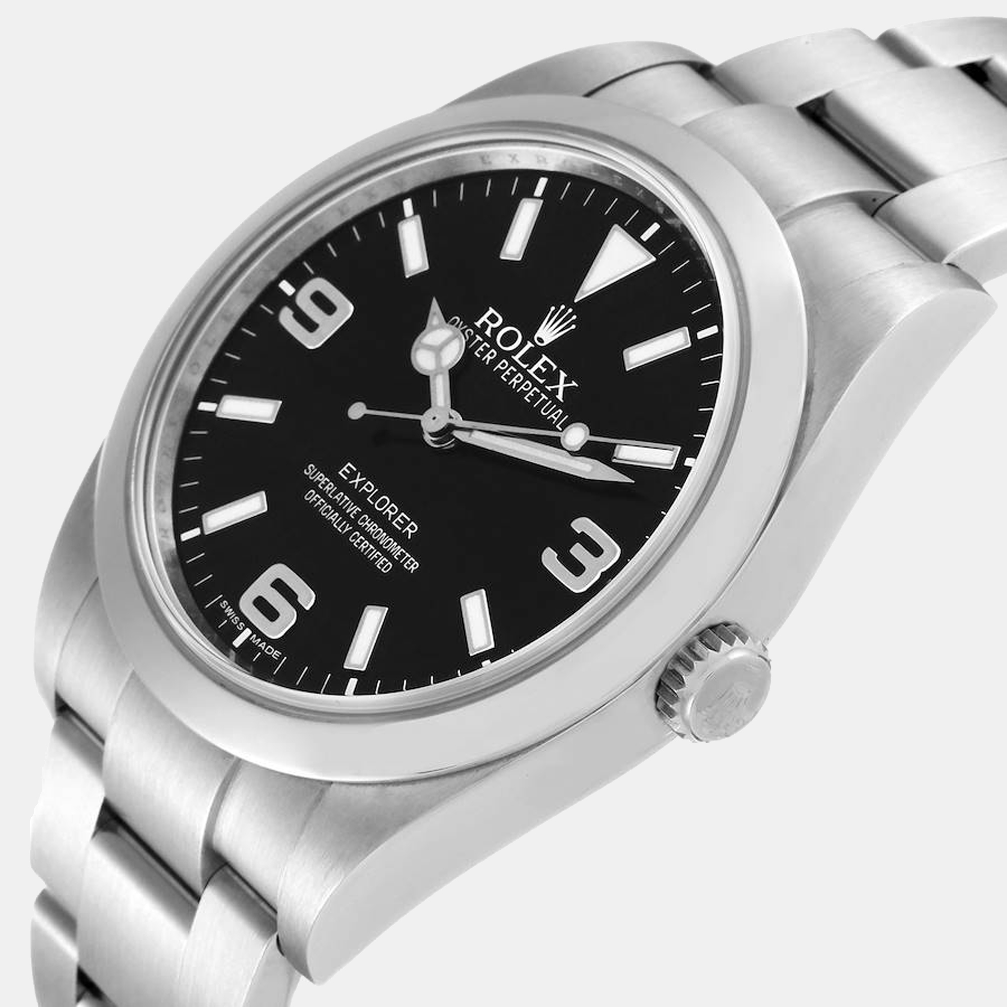 

Rolex Black Stainless Steel Explorer 214270 Men's Wristwatch 39 mm