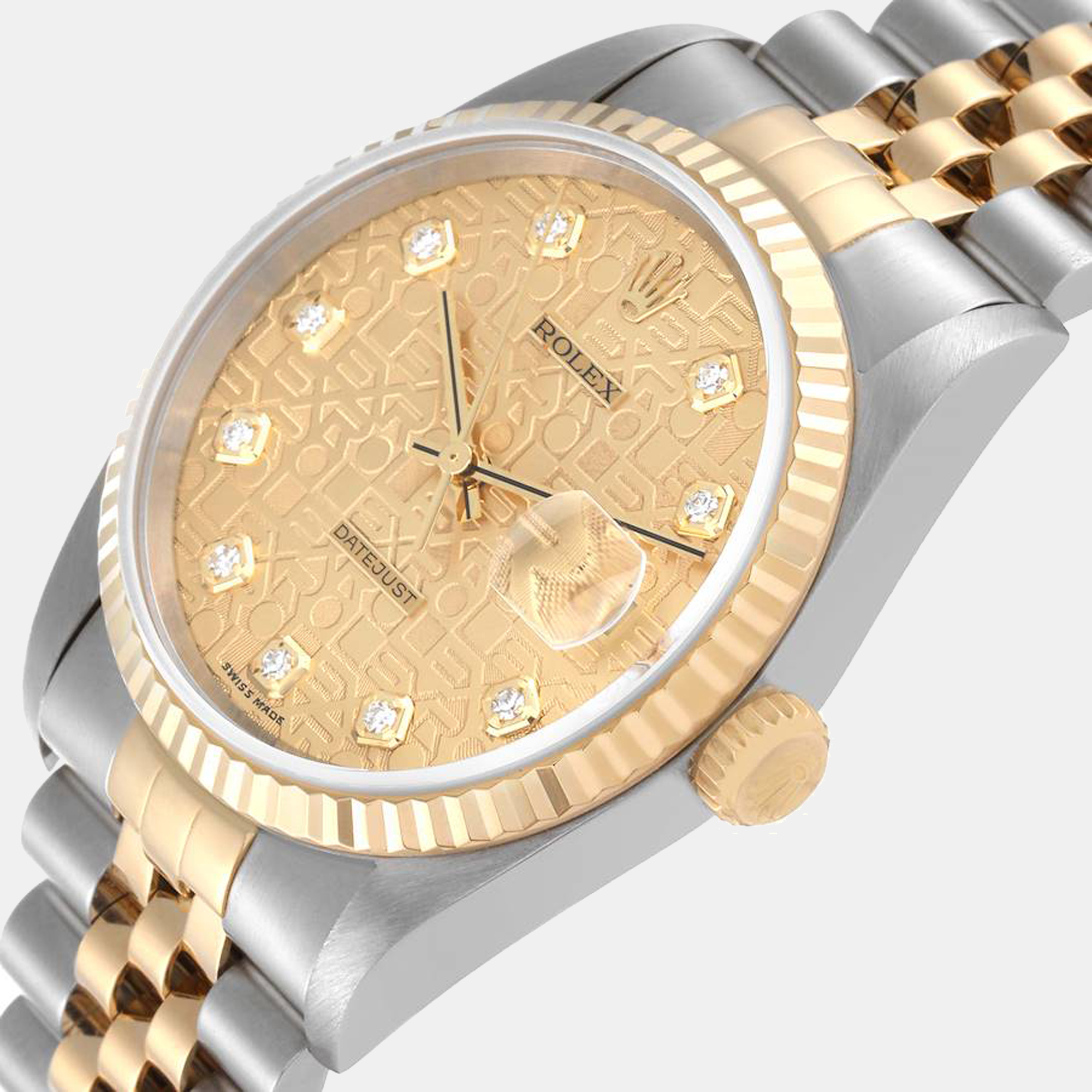 

Rolex Champagne Diamonds 18k Yellow Gold And Stainless Steel Datejust 16233 Men's Wristwatch 36 mm