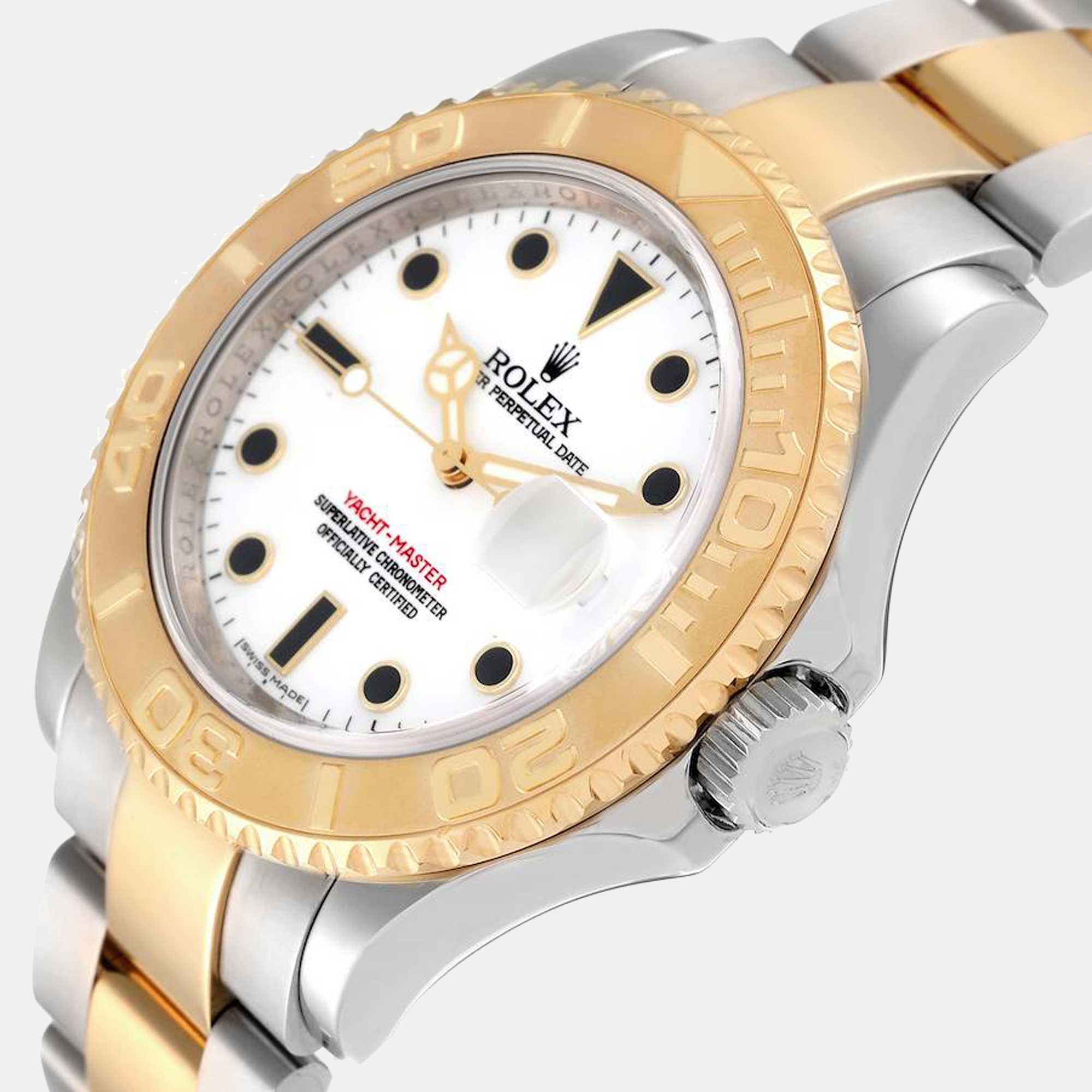 

Rolex White 18K Yellow Gold And Stainless Steel Yacht-Master 16623 Men's Wristwatch 40 mm