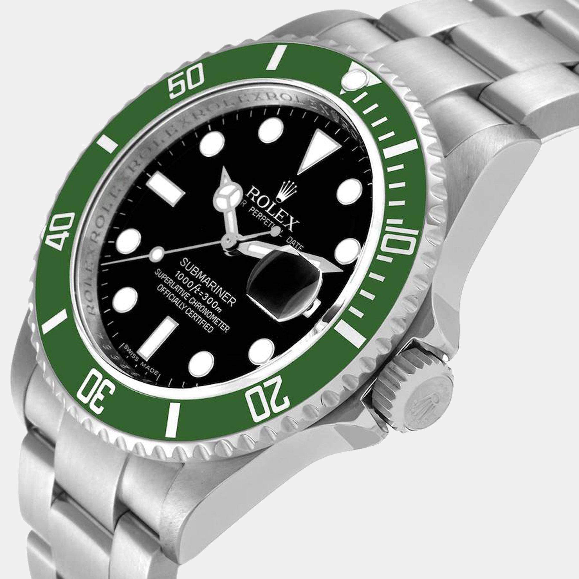 

Rolex Submariner Kermit Green 50th Anniversary Steel Men's Watch 16610LV, Black