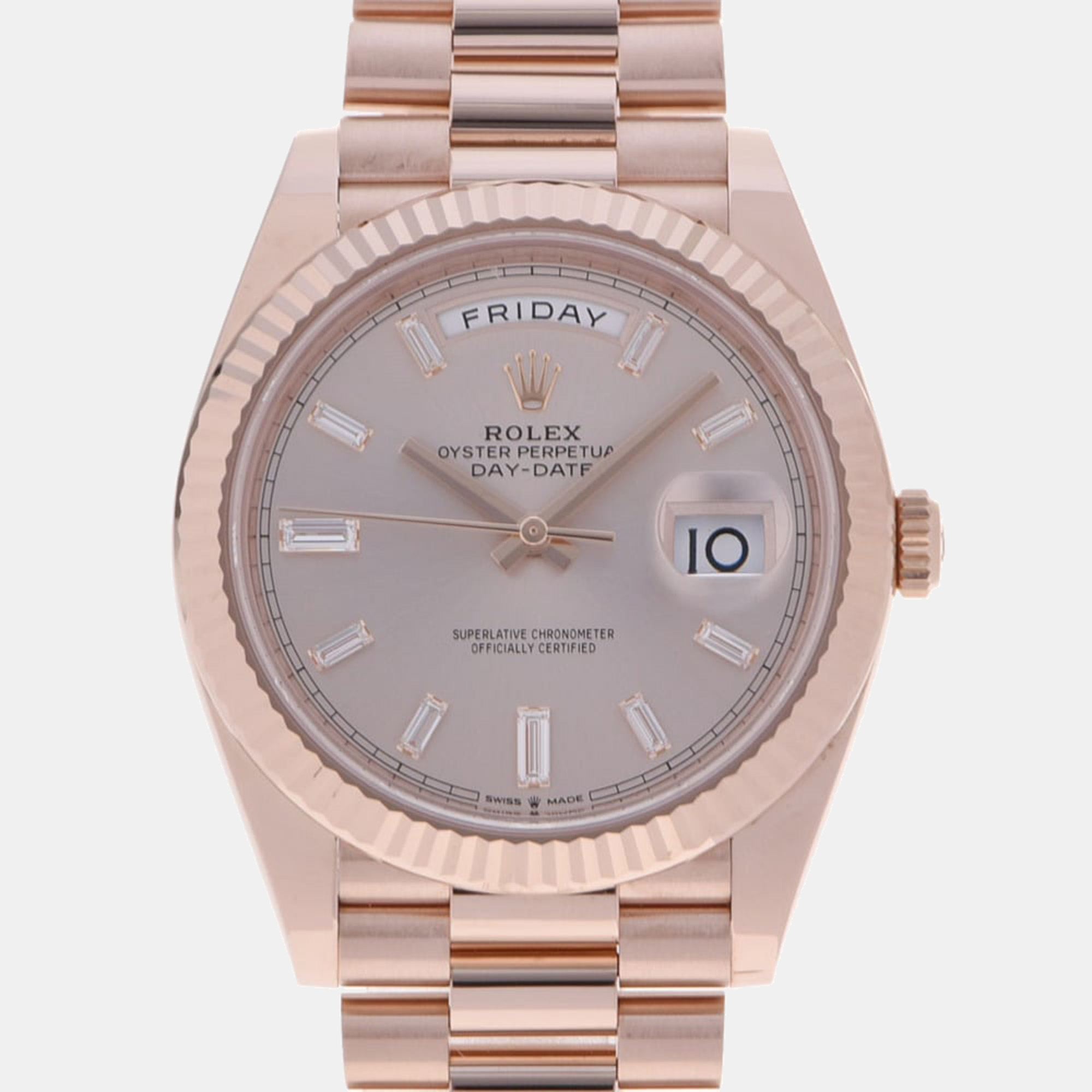 Rolex Pink 18K Rose Gold Day - Date President 228235 Automatic Men's Wristwatch 40 mm