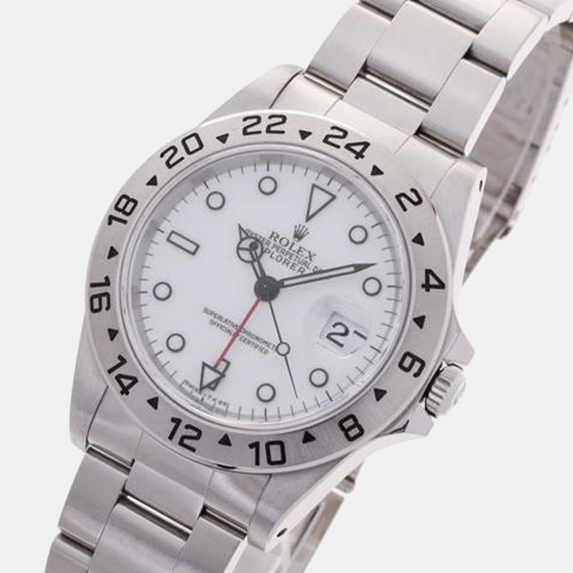 

Rolex White Stainless Steel Explorer II 16570 Men's Wristwatch 40 mm