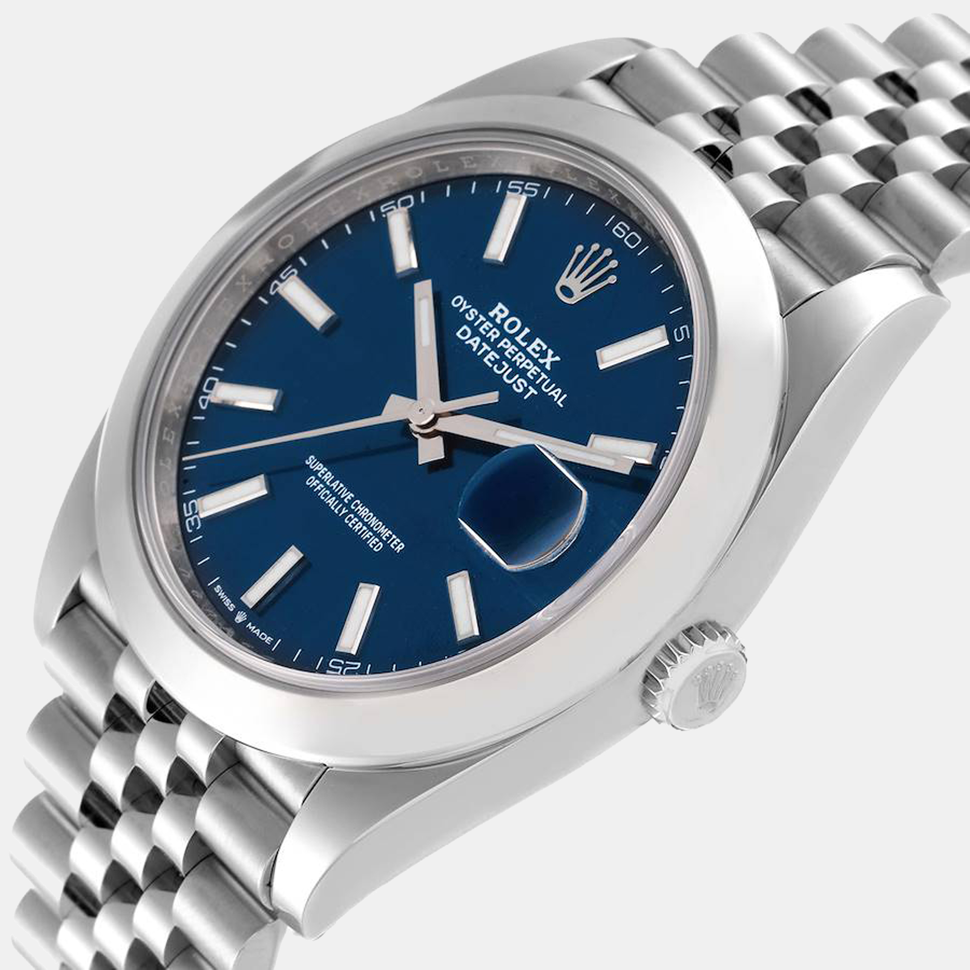 

Rolex Blue Stainless Steel Datejust 126300 Men's Wristwatch 41 mm