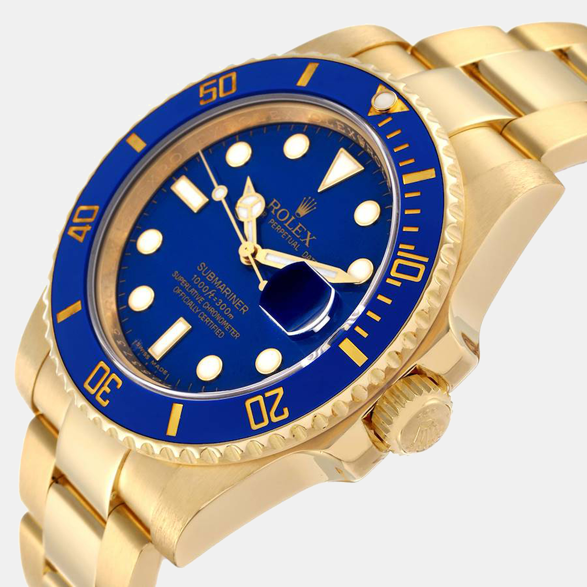 

Rolex Submariner Yellow Gold Blue Dial Ceramic Bezel Men's Watch 116618