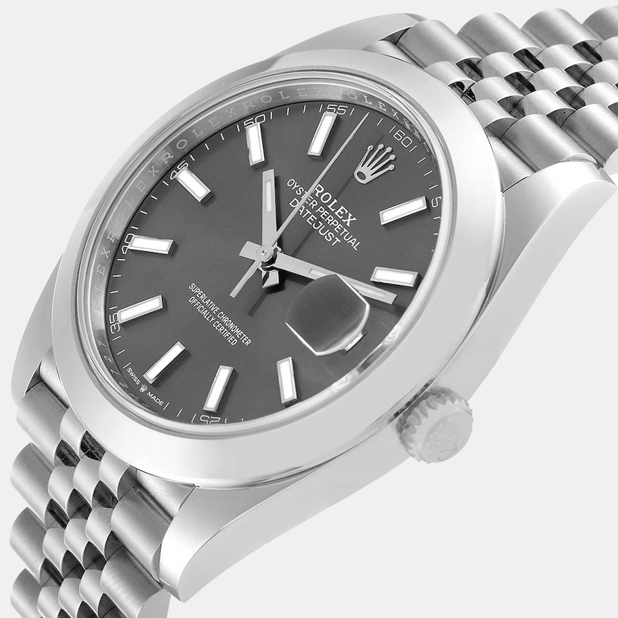 

Rolex Grey Stainless Steel Datejust 126300 Men's Wristwatch 41 mm