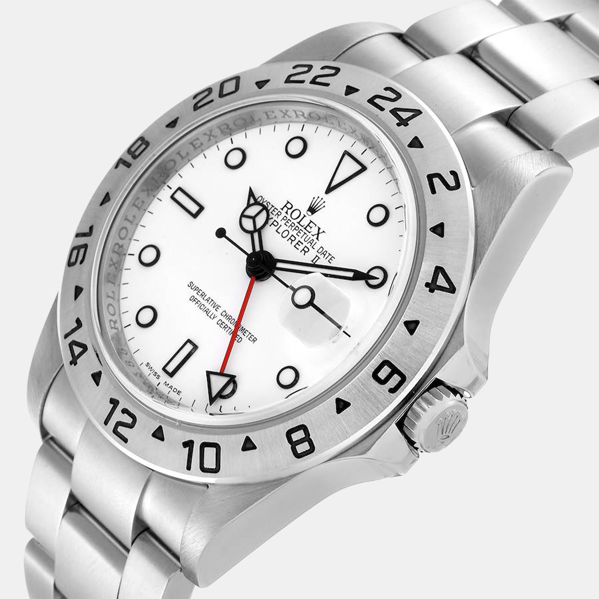 

Rolex White Stainless Steel Explorer II 16570 Men's Wristwatch 40 mm