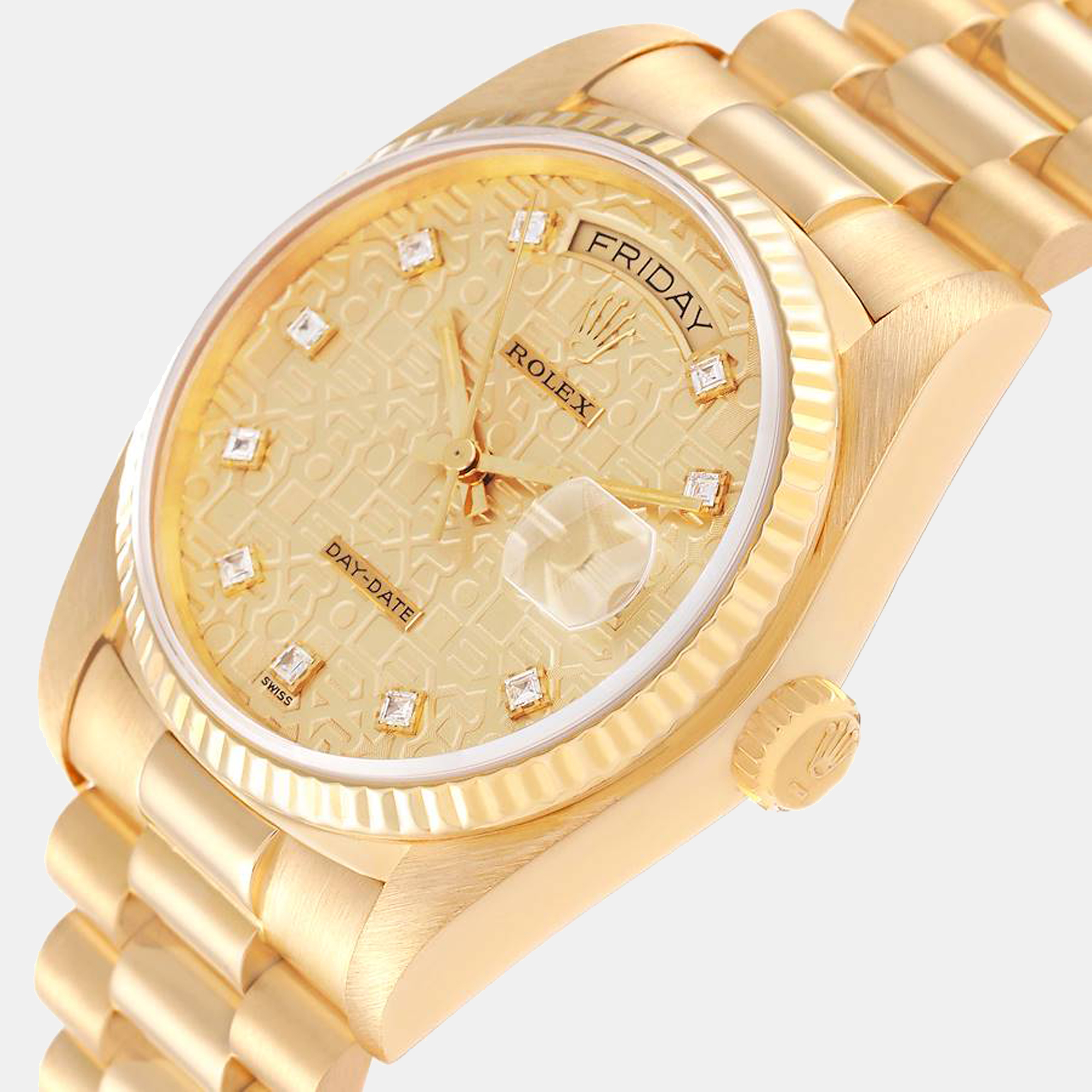 

Rolex President Day-Date 18k Yellow Gold Diamond Mens Watch 18038