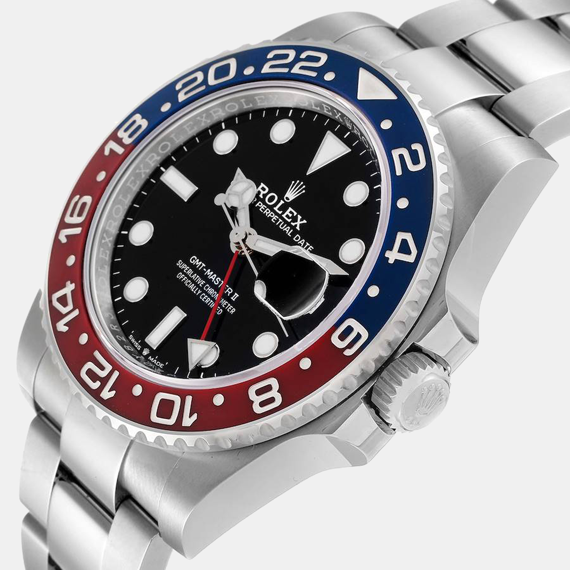 

Rolex GMT Master II Pepsi Bezel Oyster Steel Men's Watch 126710, Black