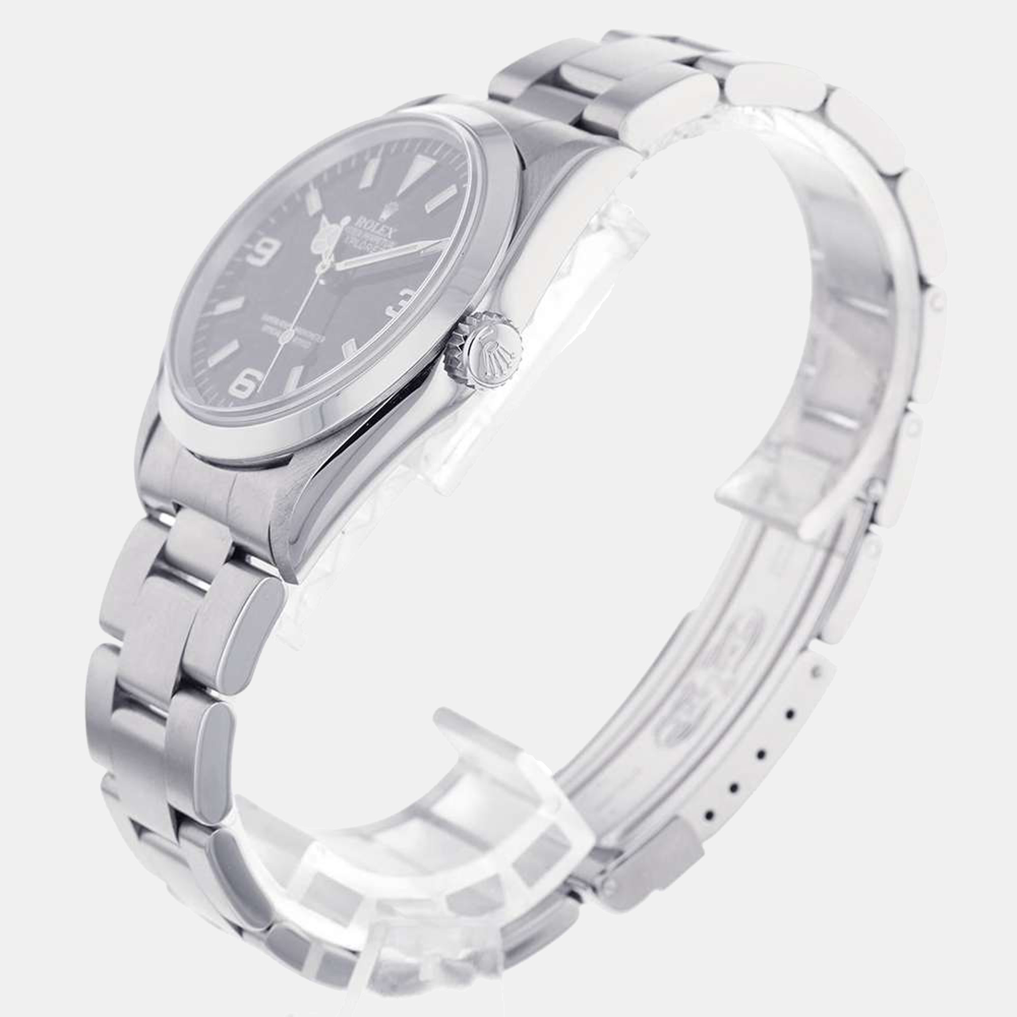 

Rolex Black Stainless Steel Explorer 14270 Men's Wristwatch 36 mm