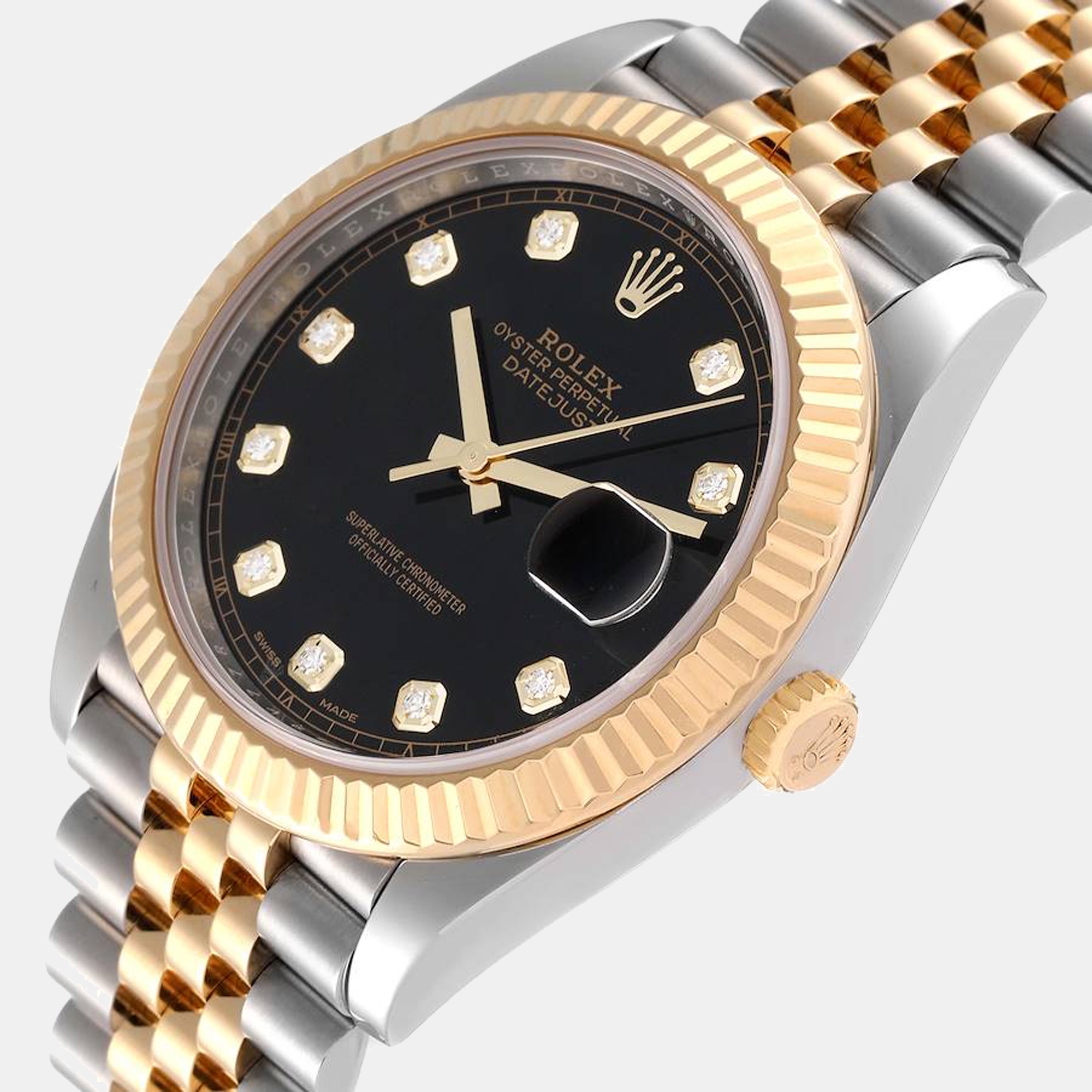 

Rolex Datejust 41 Steel Yellow Gold Black Diamond Dial Watch 126333
