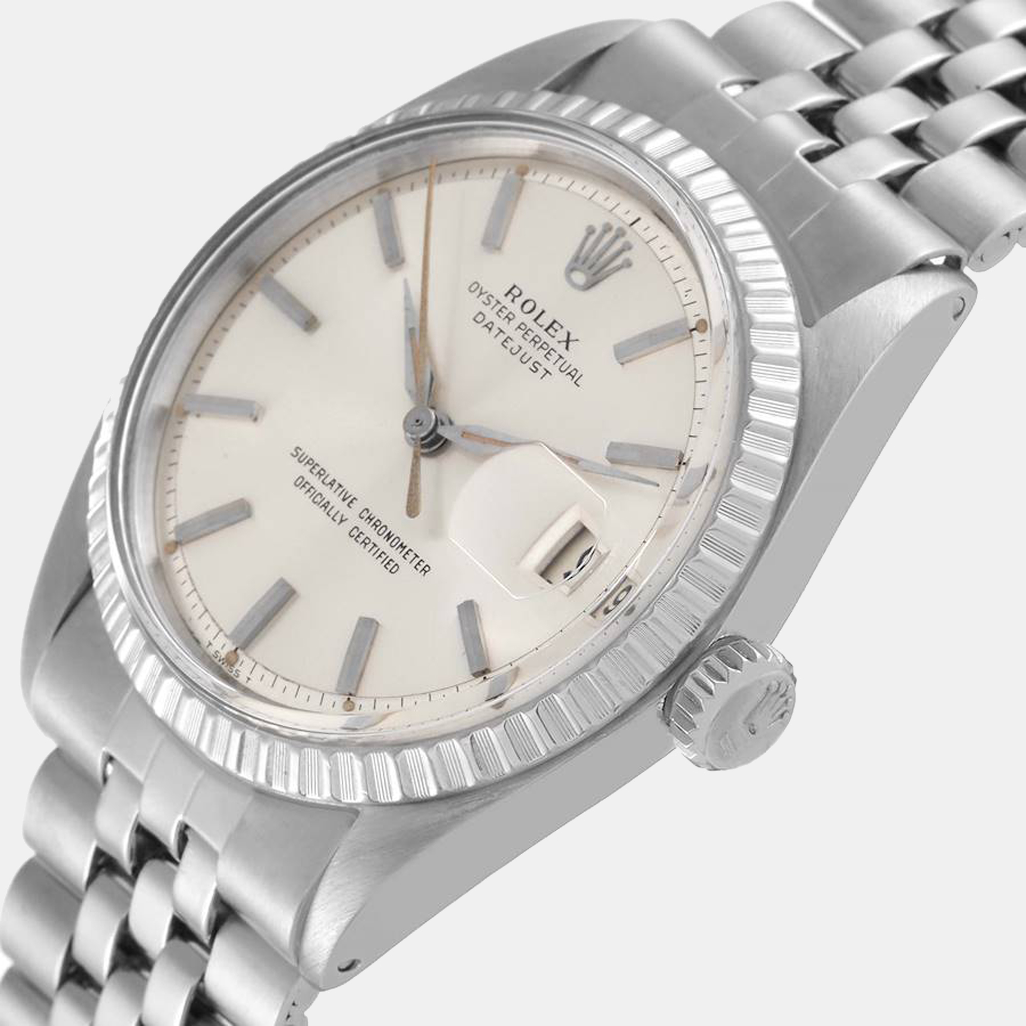 

Rolex Silver Stainless Steel Datejust 1603 Men's Wristwatch 36 mm