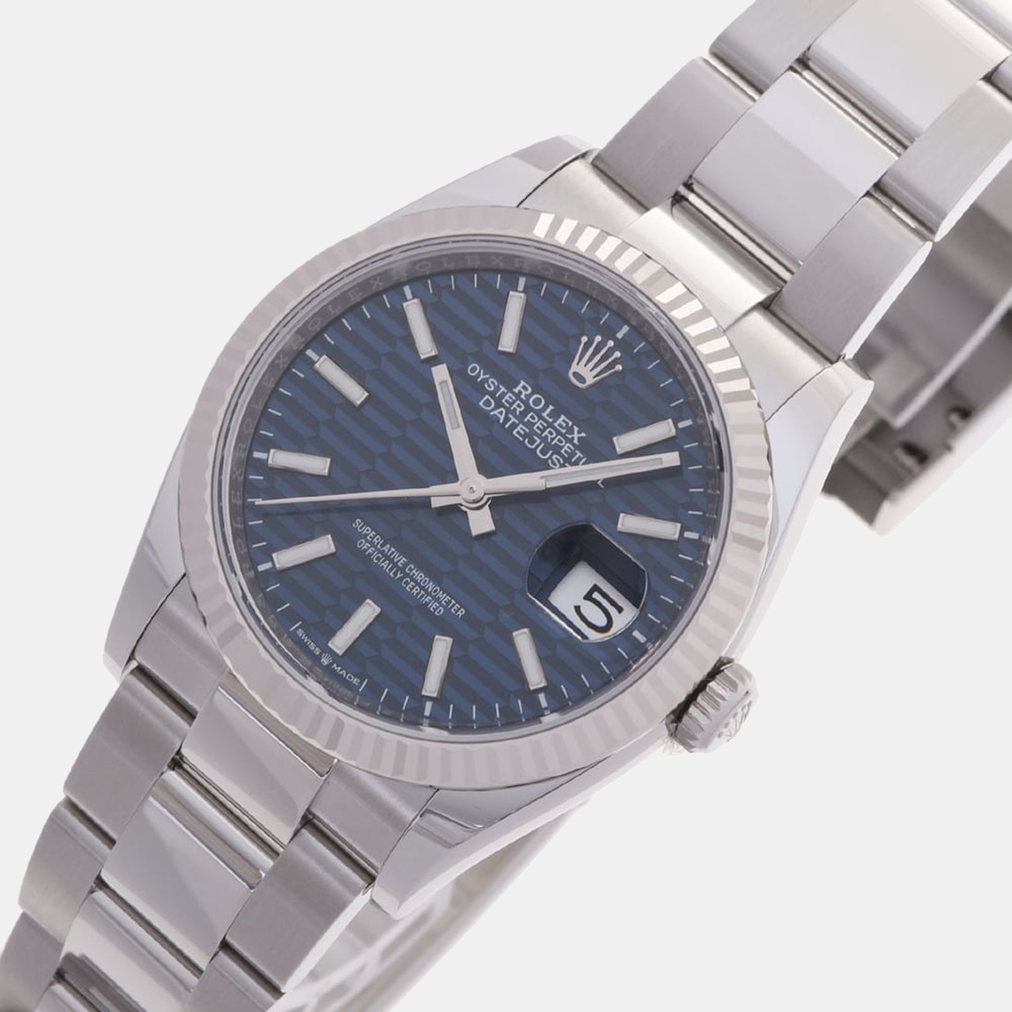 

Rolex Blue 18K White Gold And Stainless Steel Datejust 126234 Men's Wristwatch 36 mm